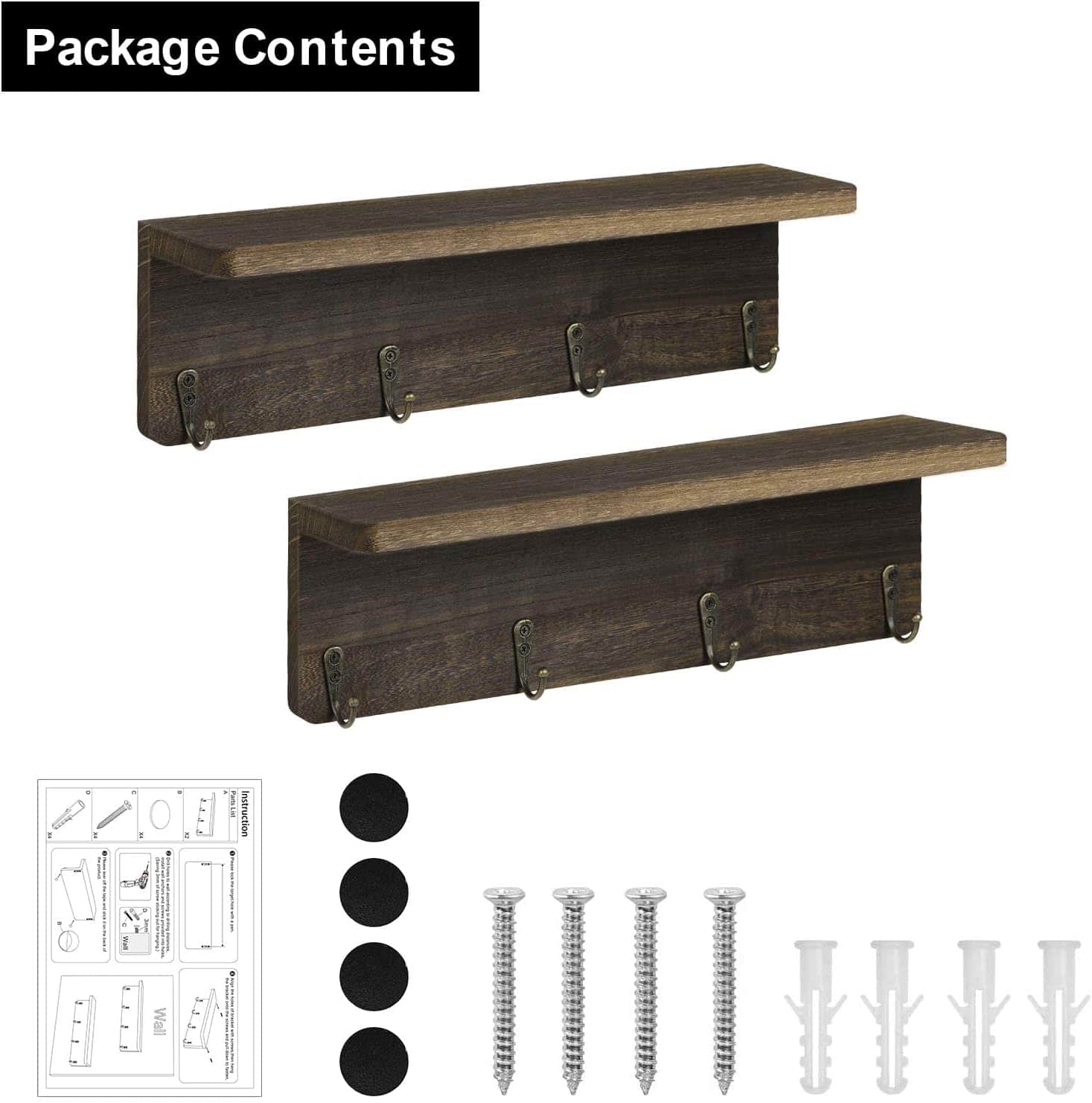 NEX™ 16" Rustic Brown Coat Rack with Hooks
