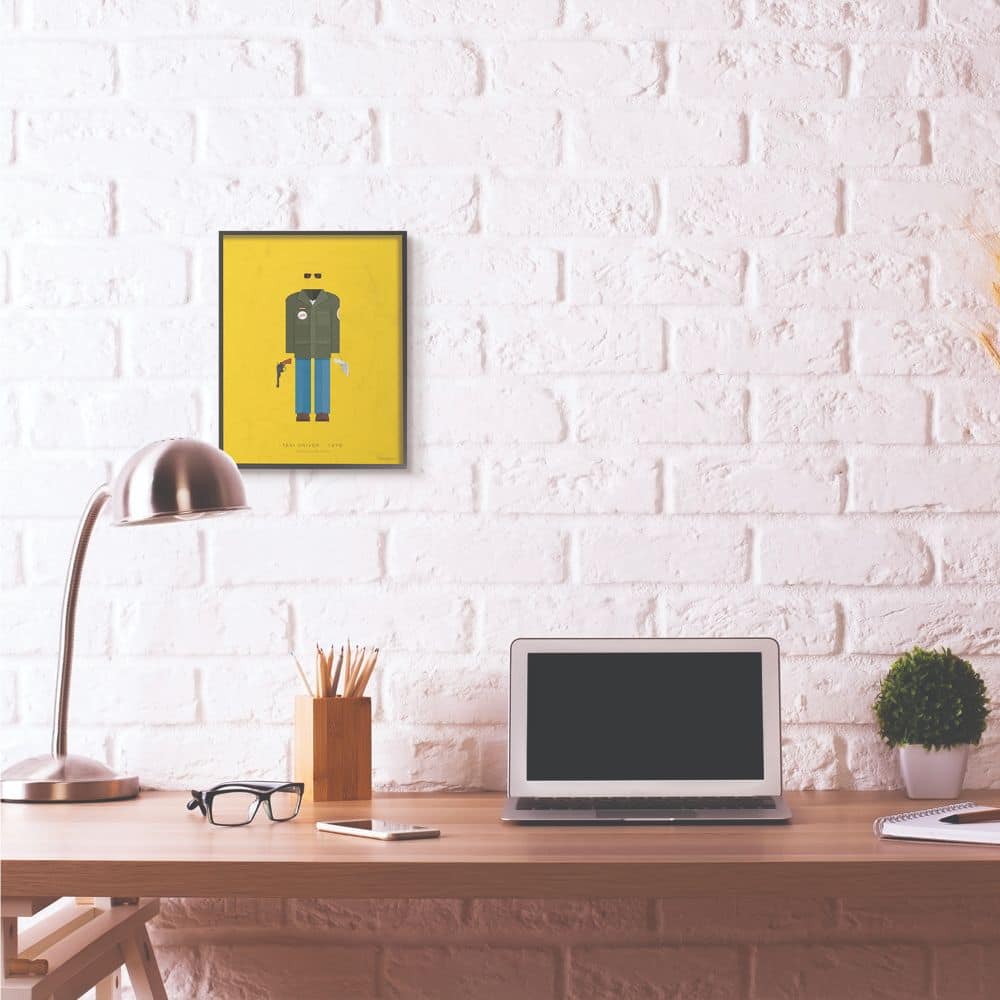 Stupell Industries Taxi Driver Minimalist Illustration Black Framed Wall Art