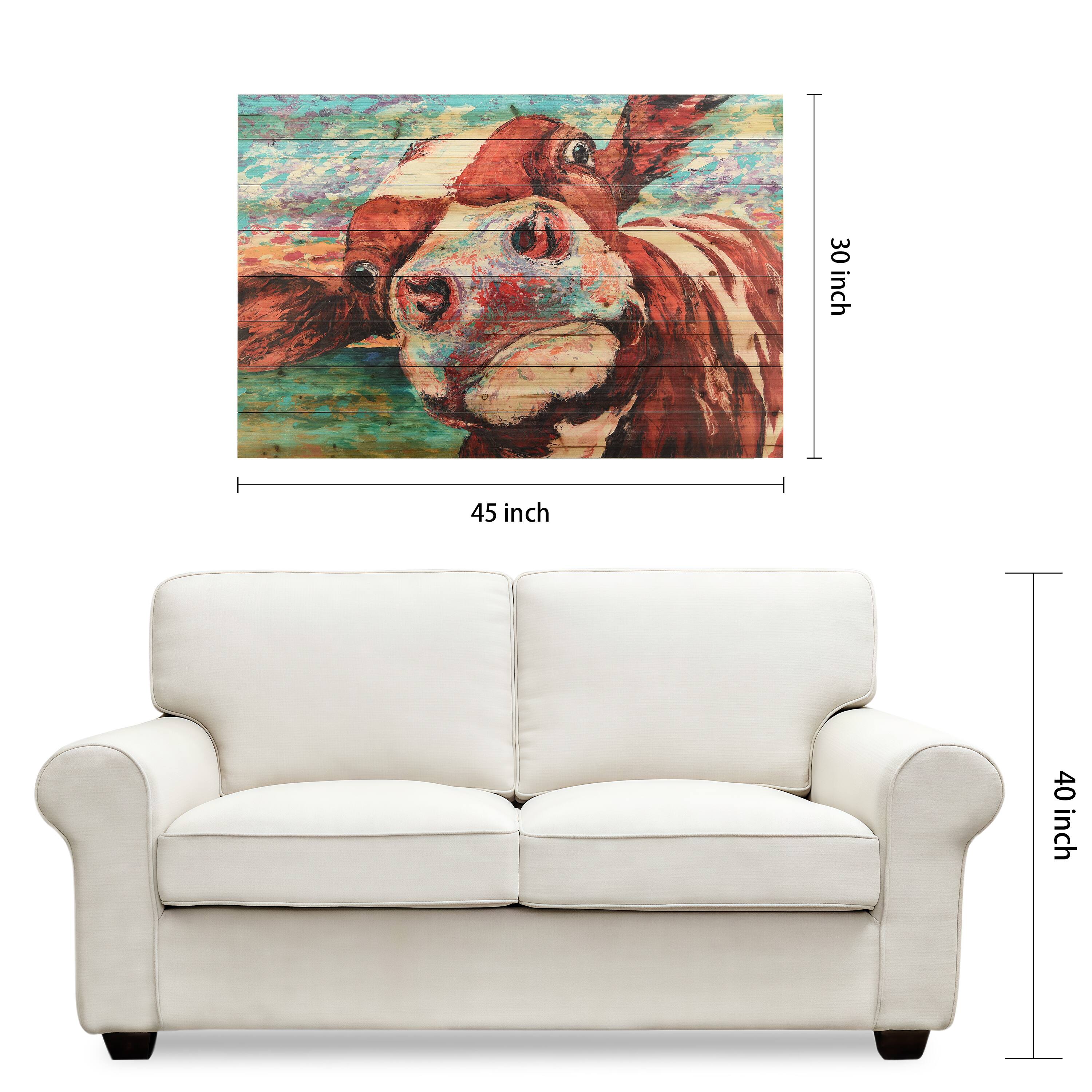 Empire Art Direct Arte de Legno 30" x 45" Curious Cow 3 Wall Art