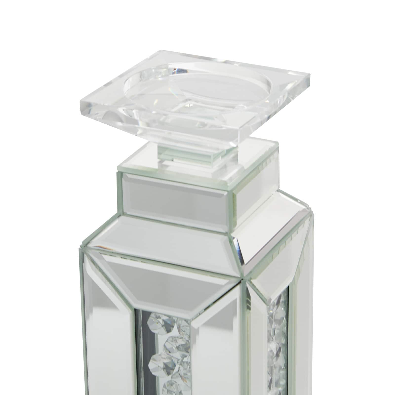Silver Wood Glam Candle Holder Set