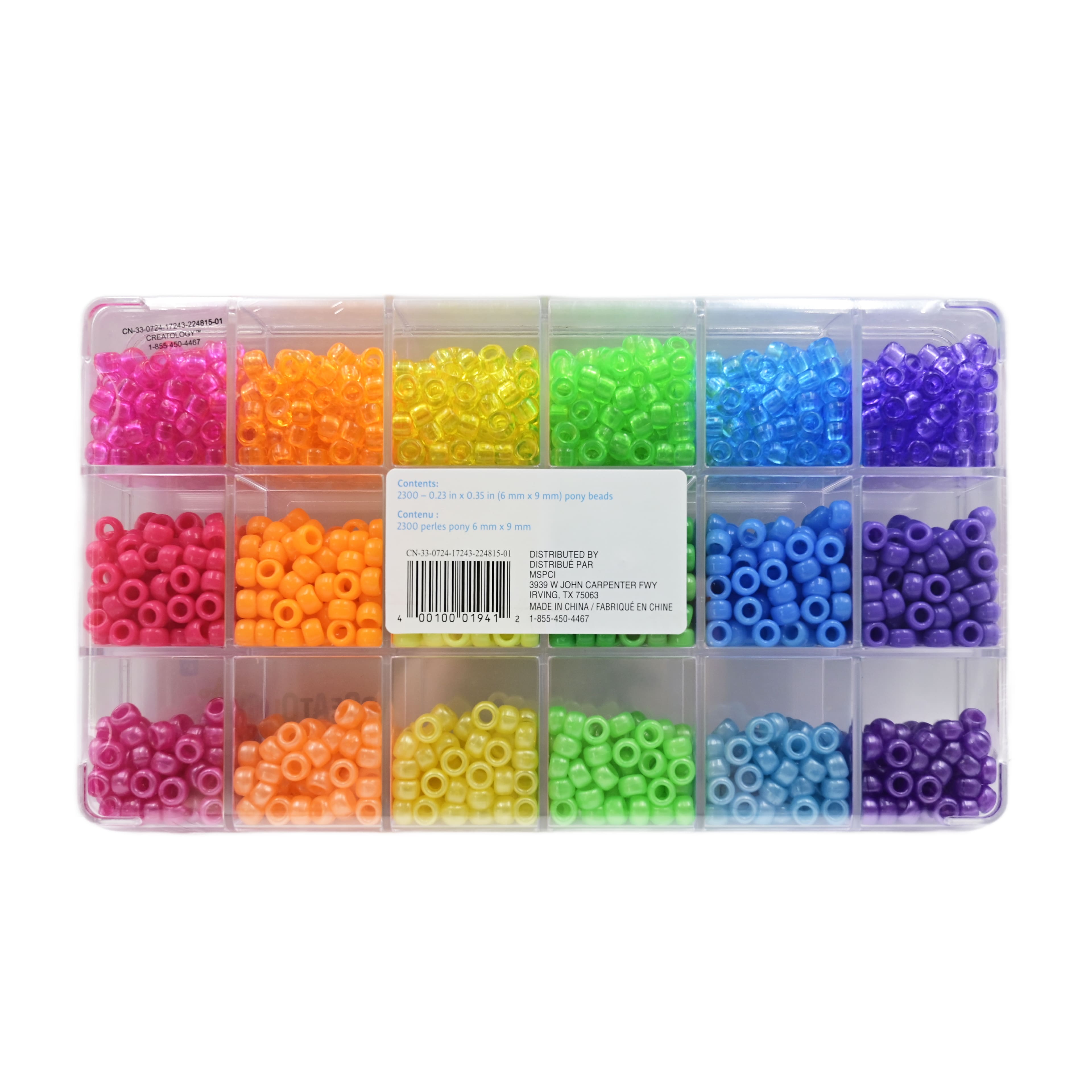 9 Packs: 2,300 ct. (20,700 total) Rainbow Pony Beads Set by Creatology™