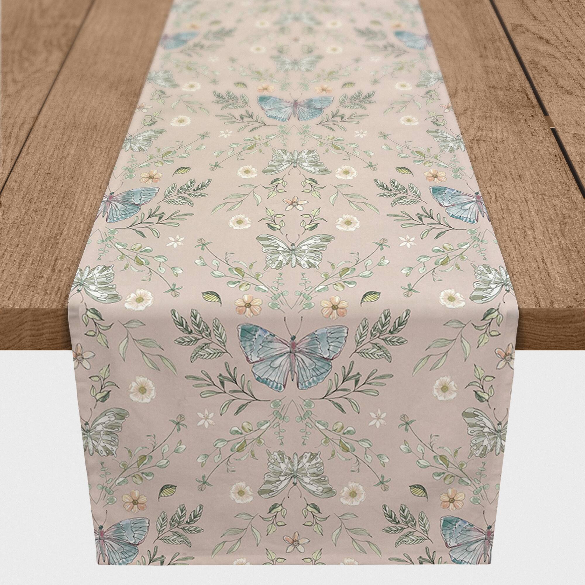 90" Butterfly Pattern Cotton Twill Runner