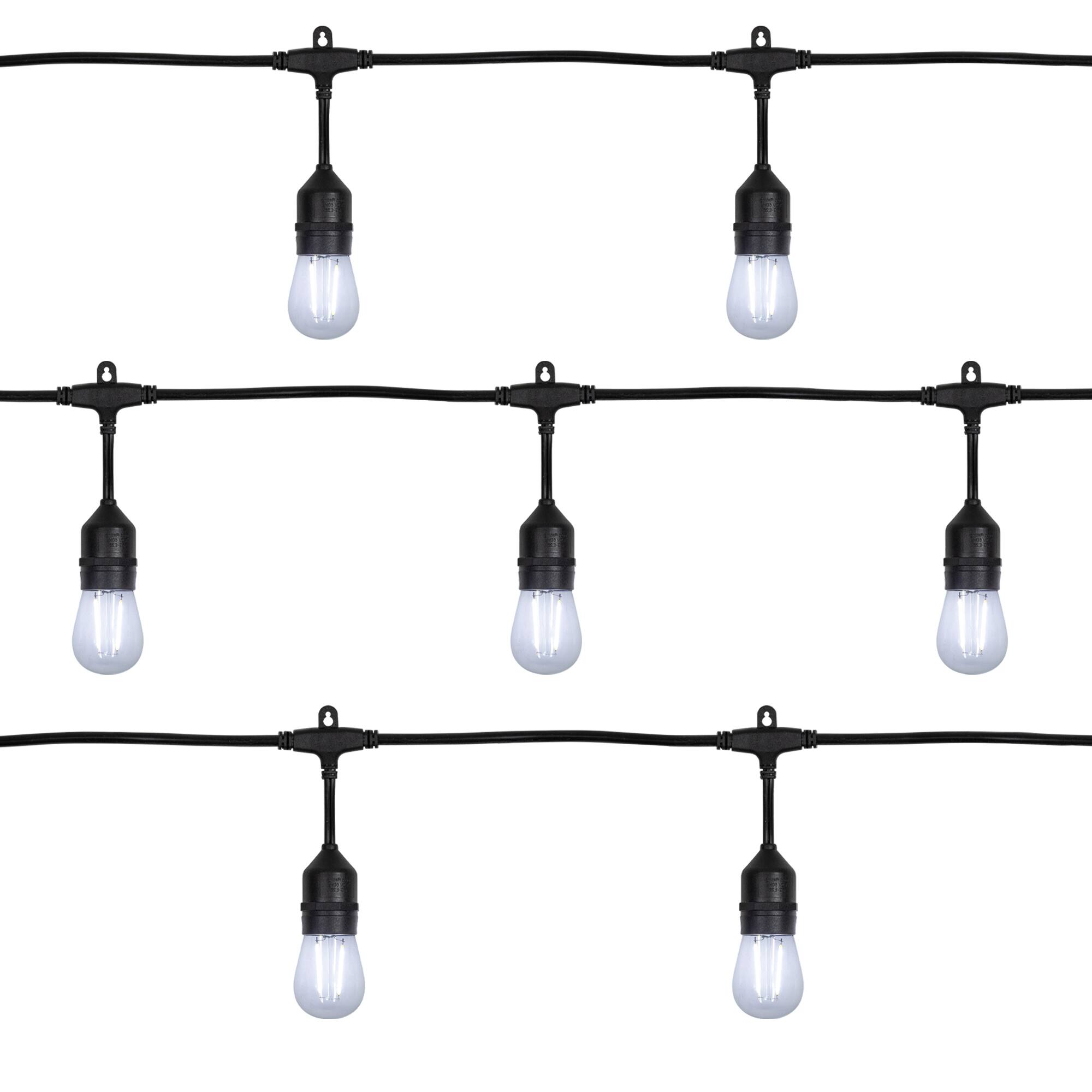 35755123 19.25 ft. LED S14 Patio String Lights, Clear & Black Wire - 20 Count