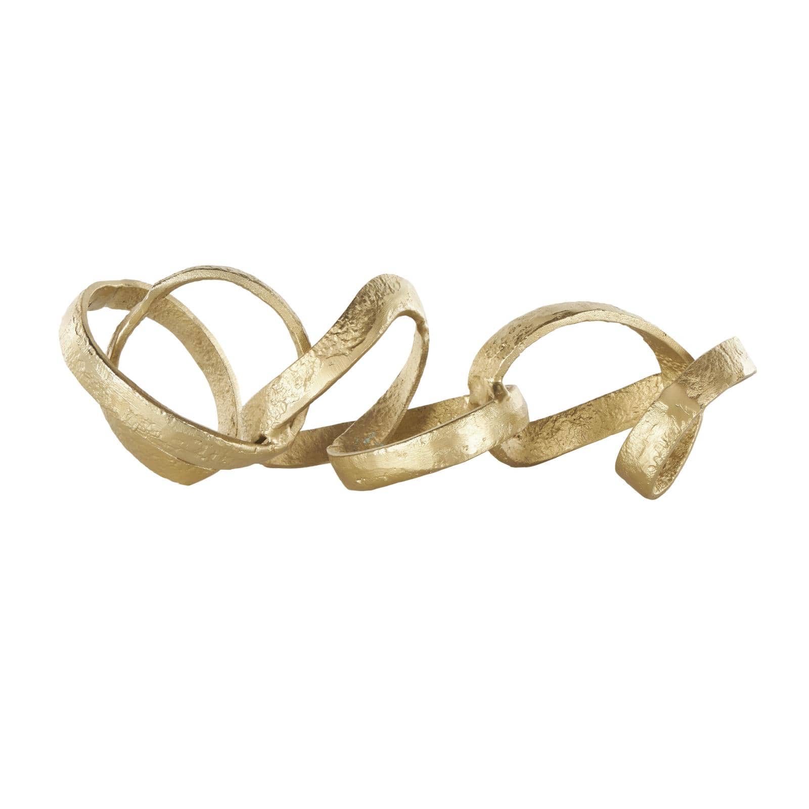25" Gold Aluminum Metal Chain Abstract Textured Link Sculpture