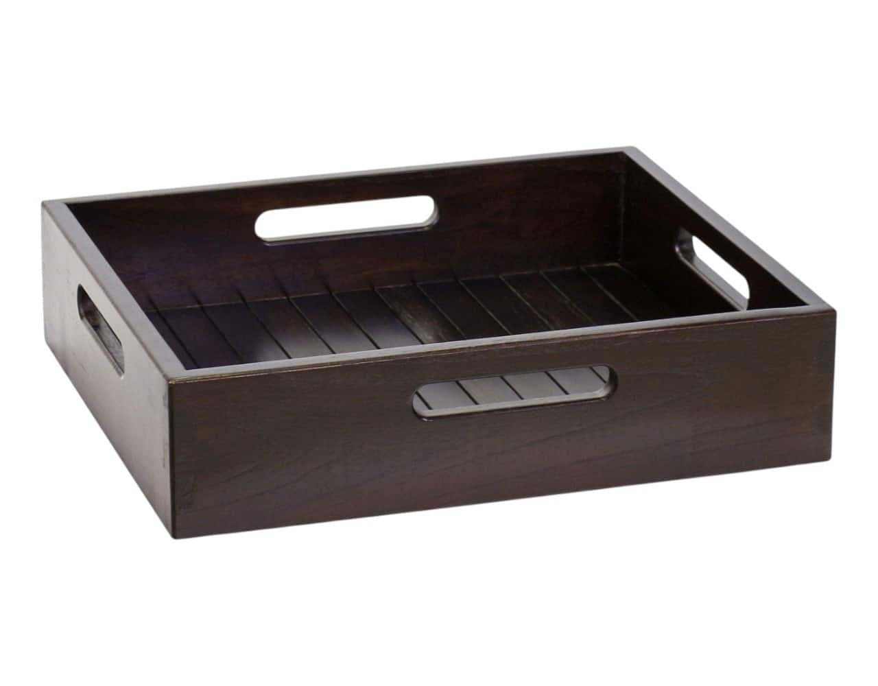 HomeRoots 16" x 14" Black Solid Wood Organizing Box