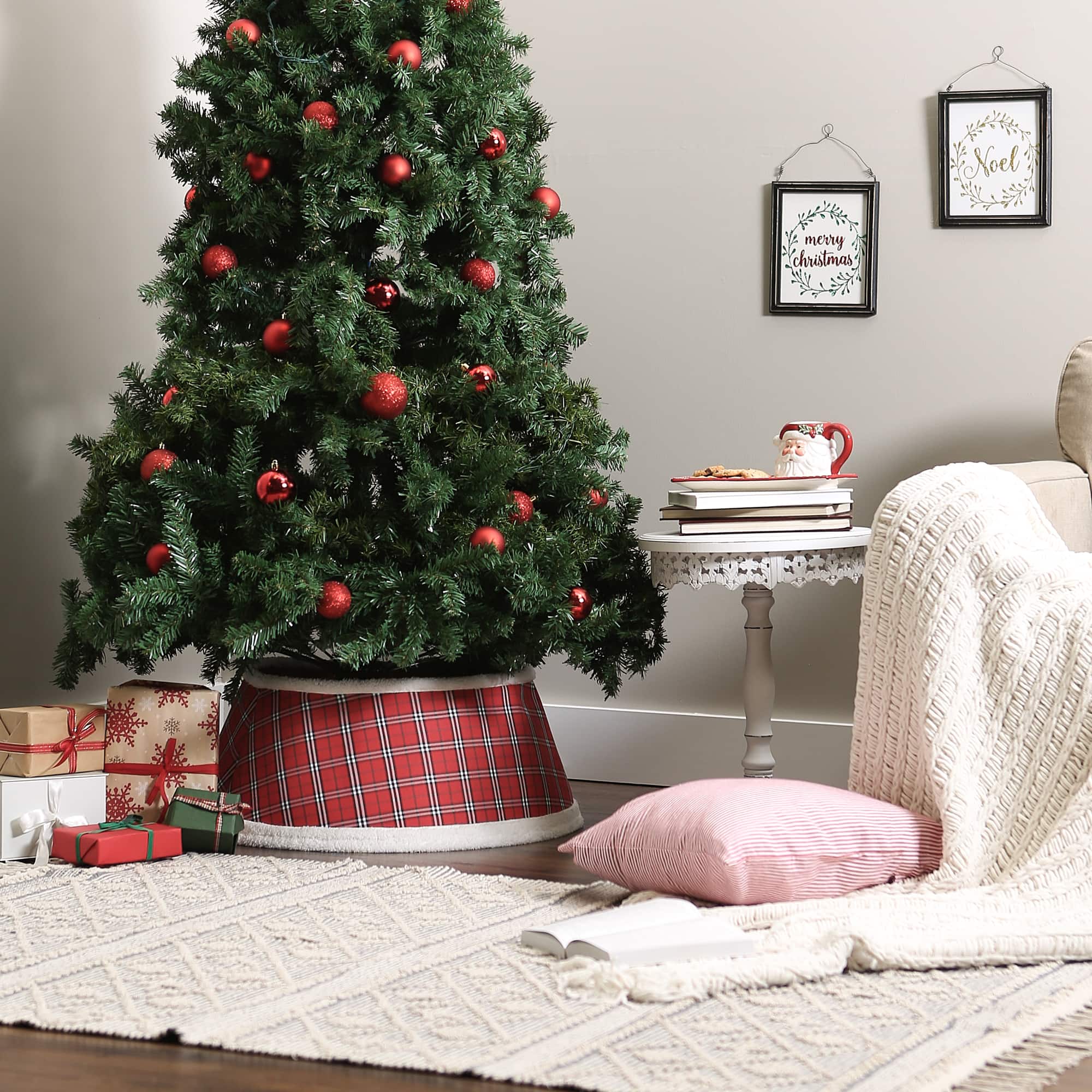 DII® Red Plaid Holiday Tree Collar