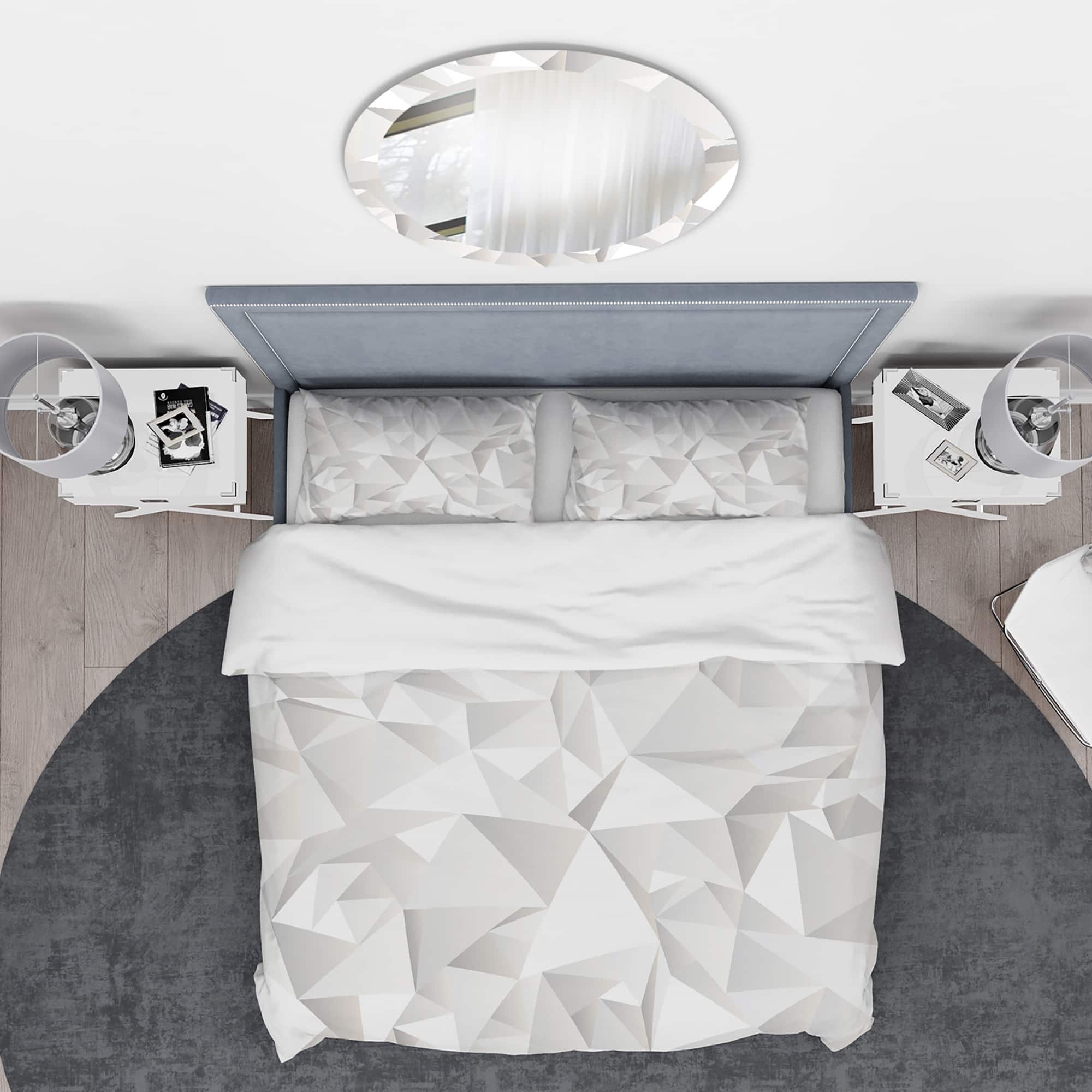 Designart 'White Crumpled Abstract' Scandinavian Bedding Set