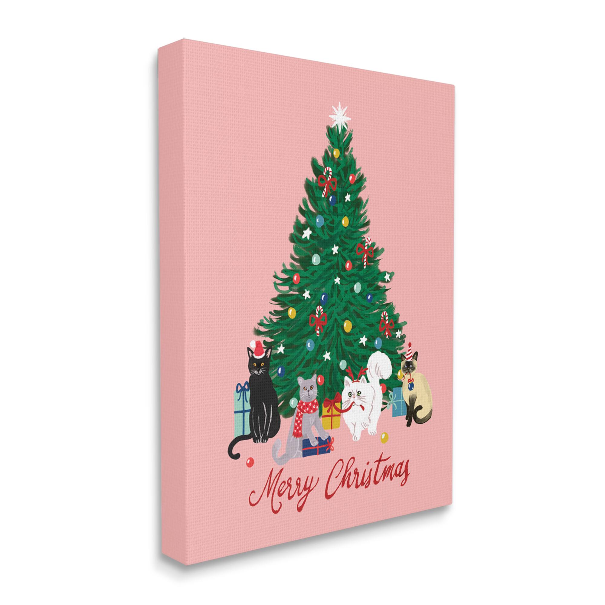 Stupell Industries Merry Christmas Holiday Cats Canvas Wall Art