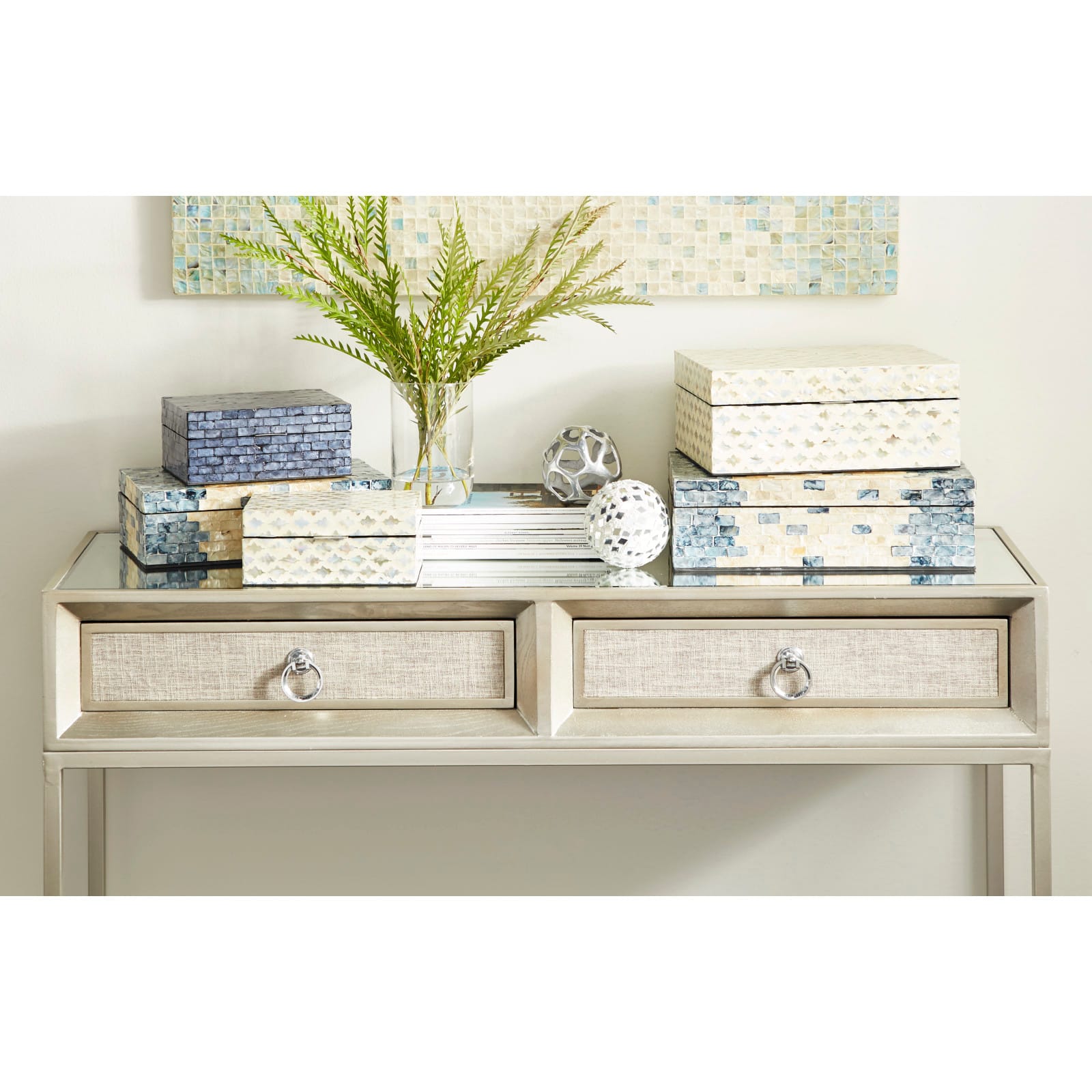 Blue Capiz Coastal Box Set