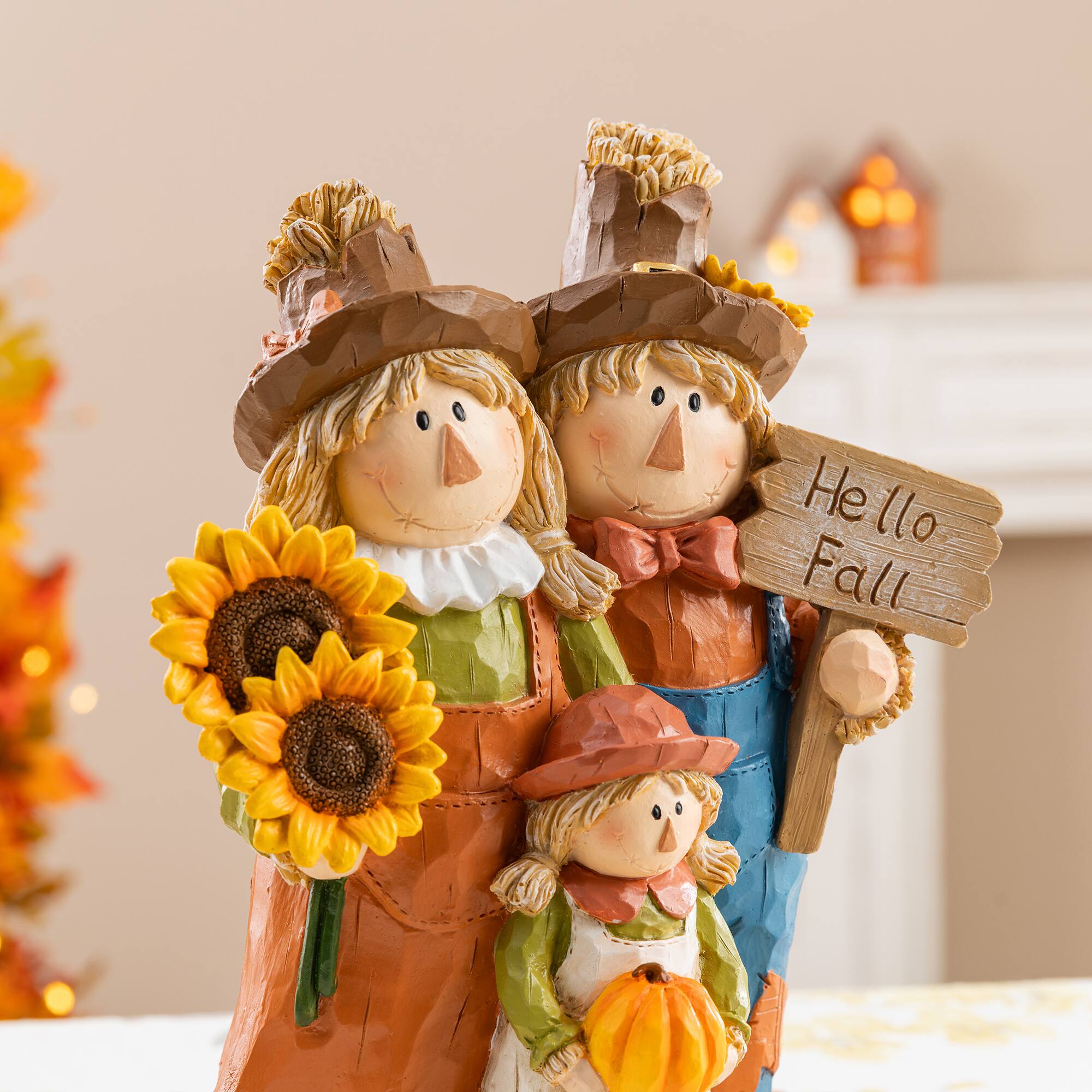 Glitzhome® 10.5" Fall Resin Scarecrow Family Table Decor