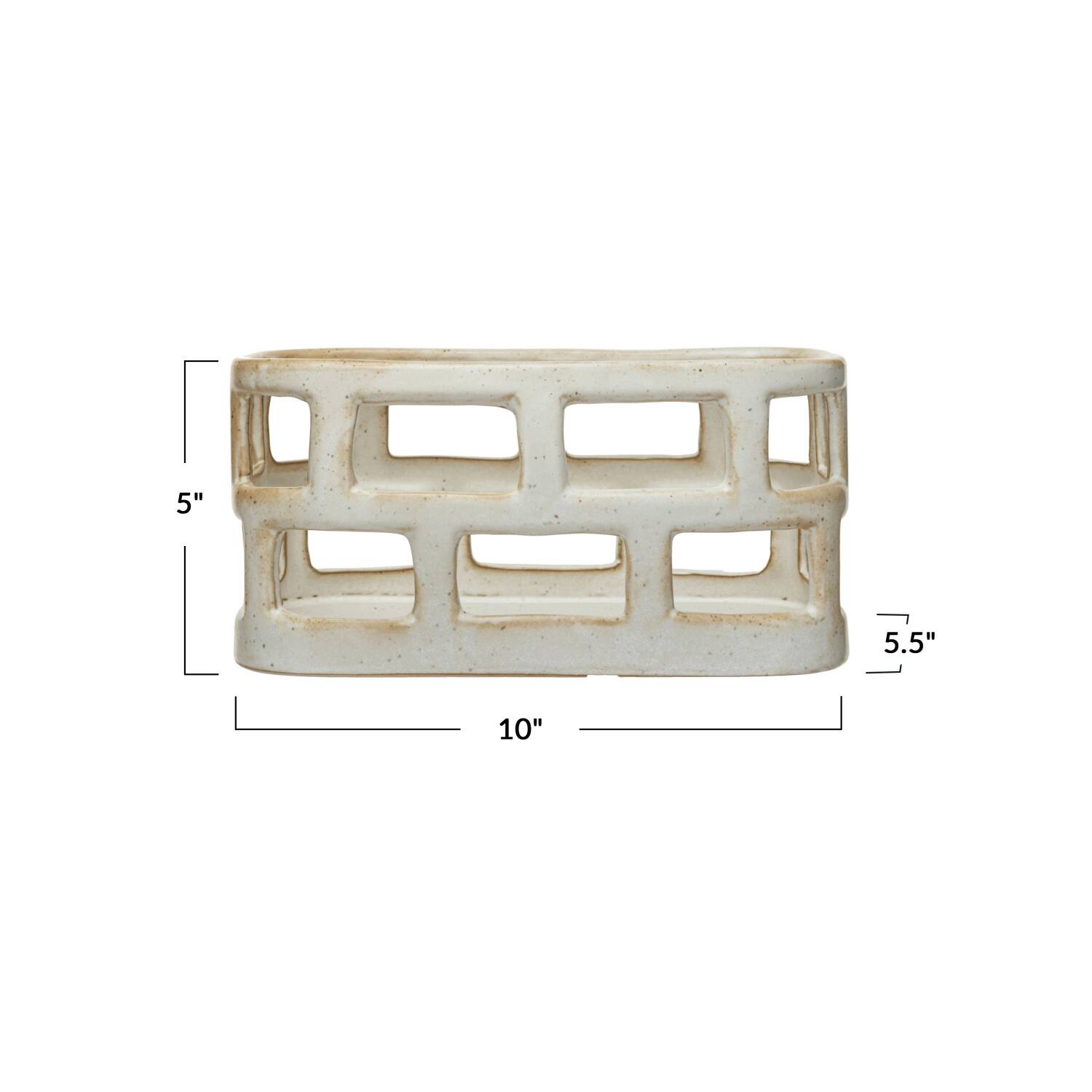 Hello Honey® Distressed Matte White Stoneware Food Storage Basket