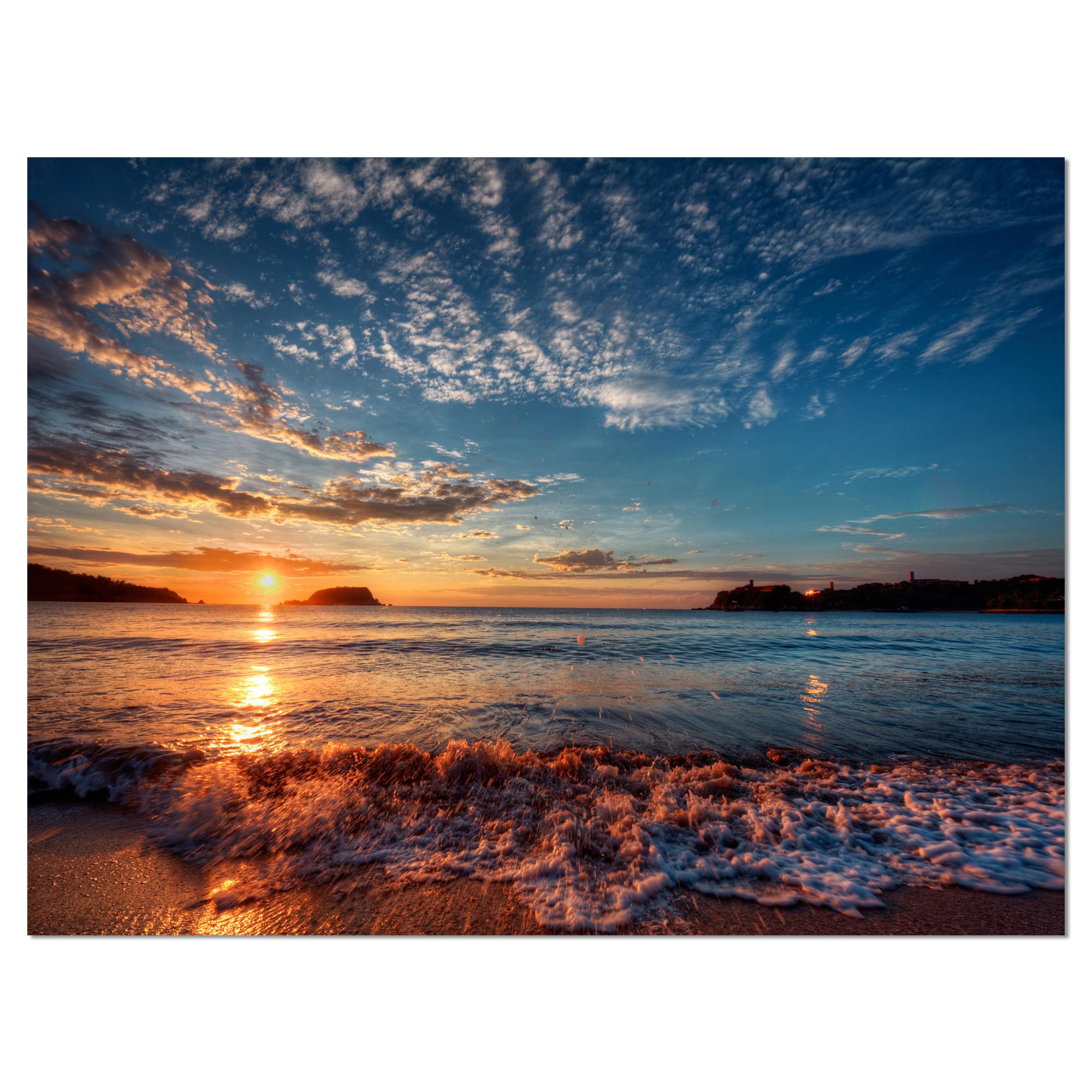 Designart - Tranquil Beach and Whimsical Clouds - Seashore Photo Canvas Art Print