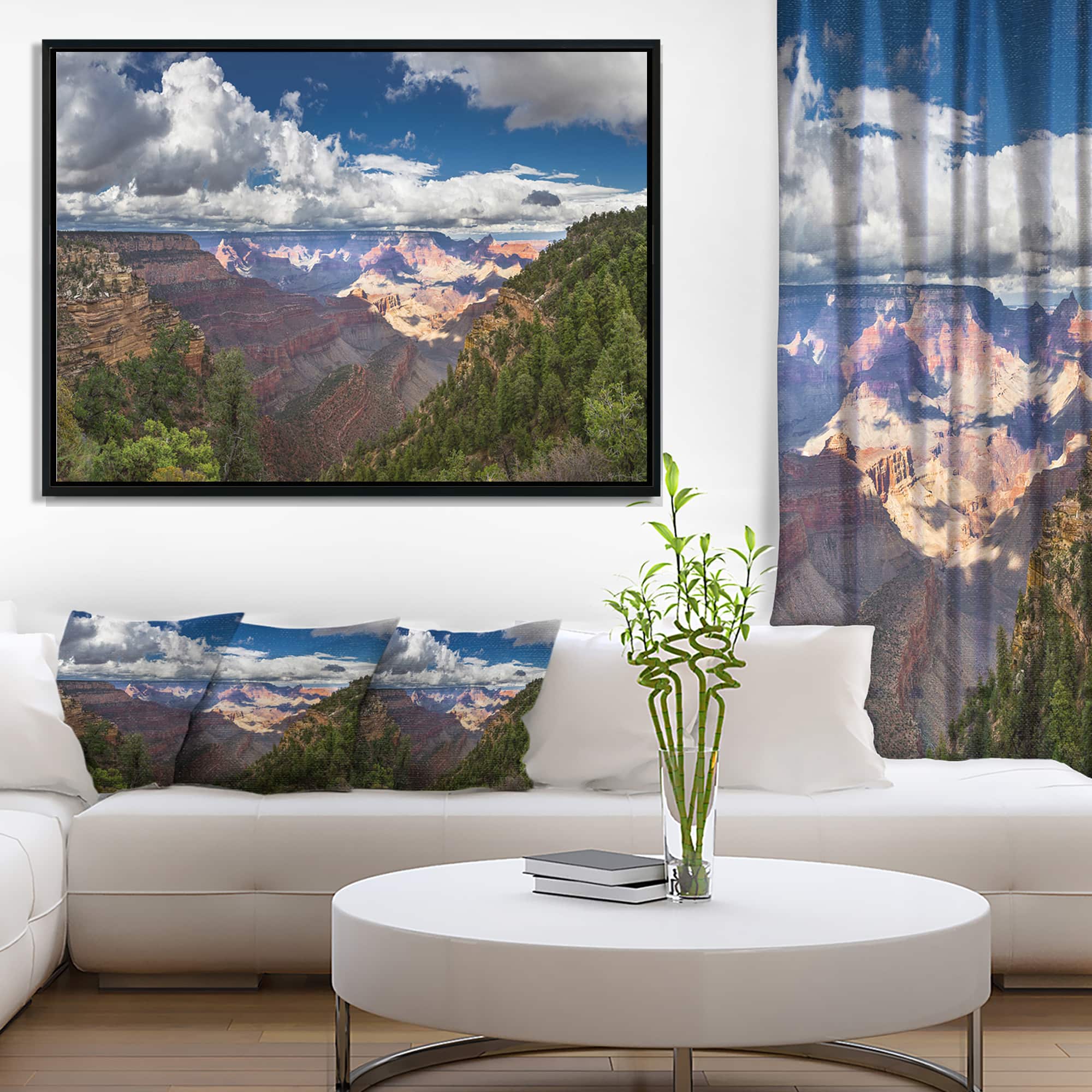 Designart - US Grand Canyon in Colorado River - Landscape Canvas Art Print in Black Frame