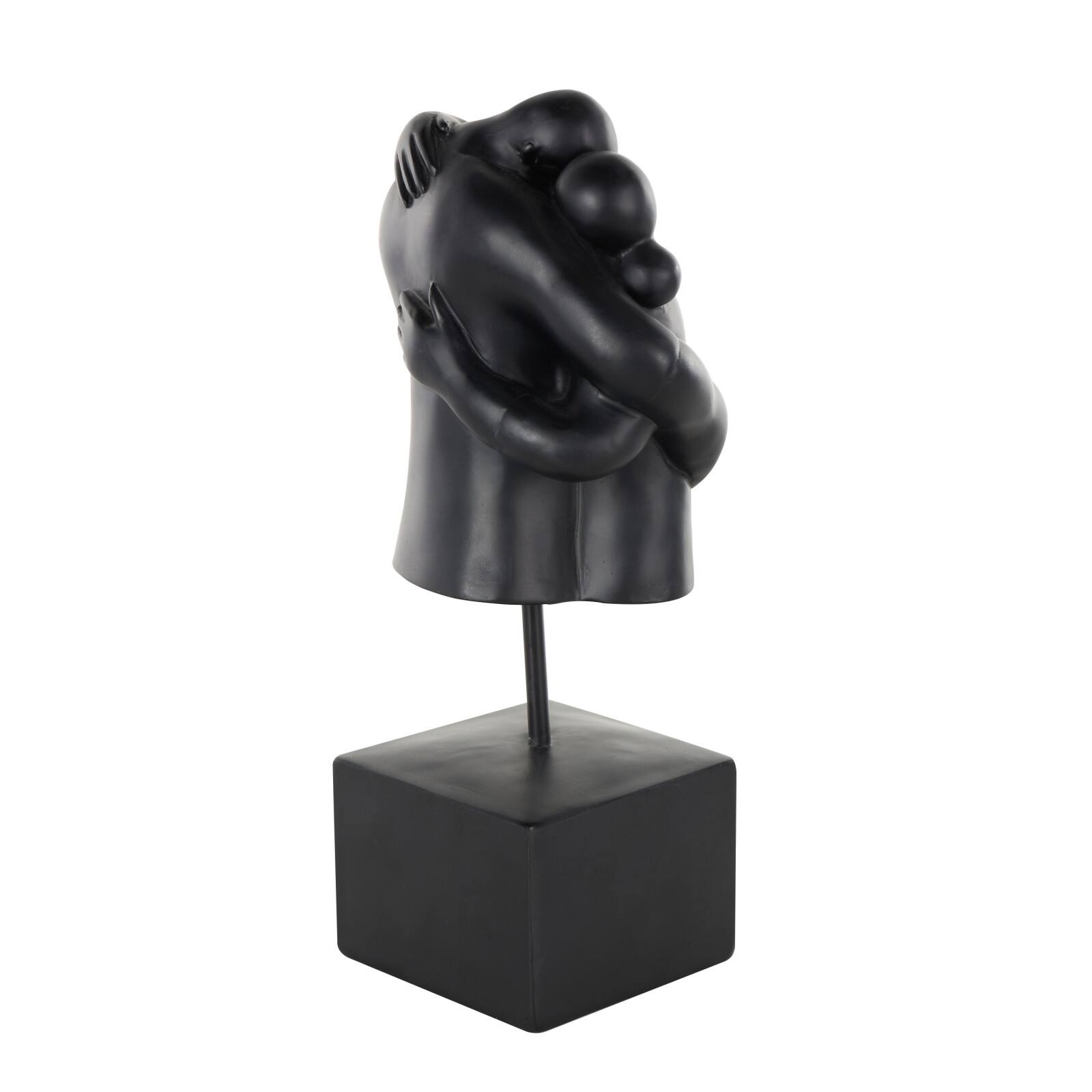 12.5" People Hugging Decorative Sculpture with Square Base
