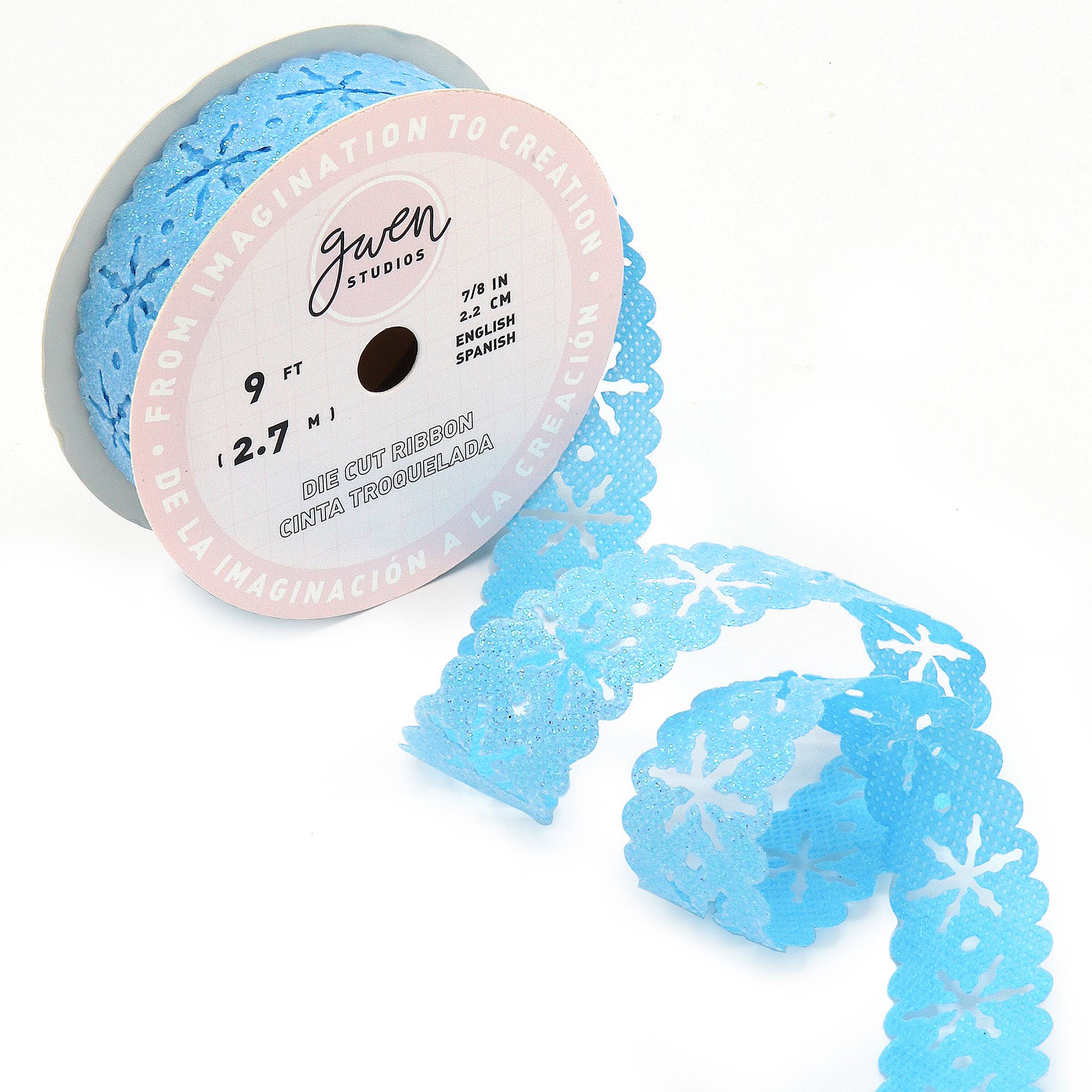 Gwen Studios 7/8" x 3yd. Die Cut Metallic Snowflakes Winter Holiday Ribbon