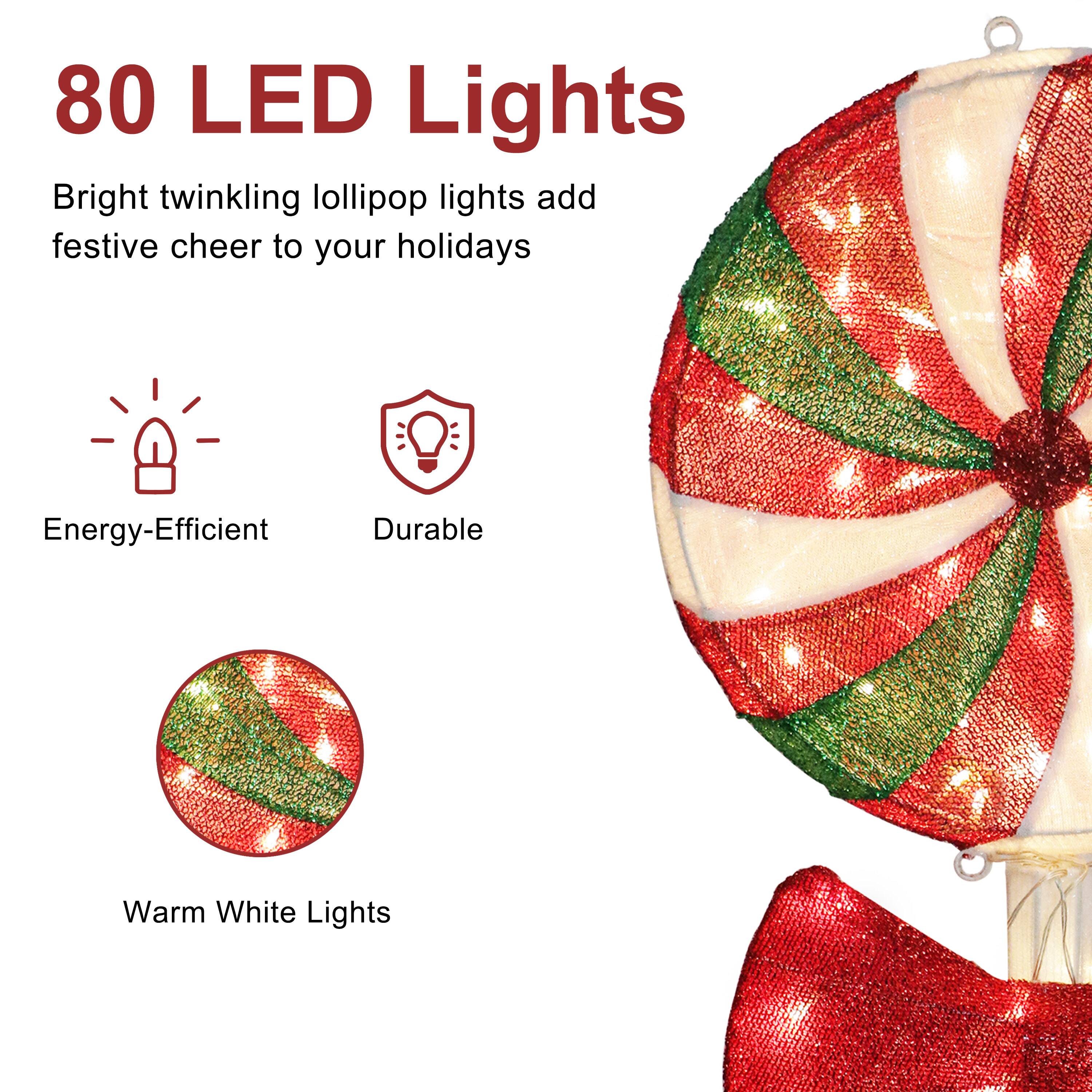 Puleo International 3ft. Pre-Lit Lollipop Christmas Holiday Décor with Warm White LED Lights