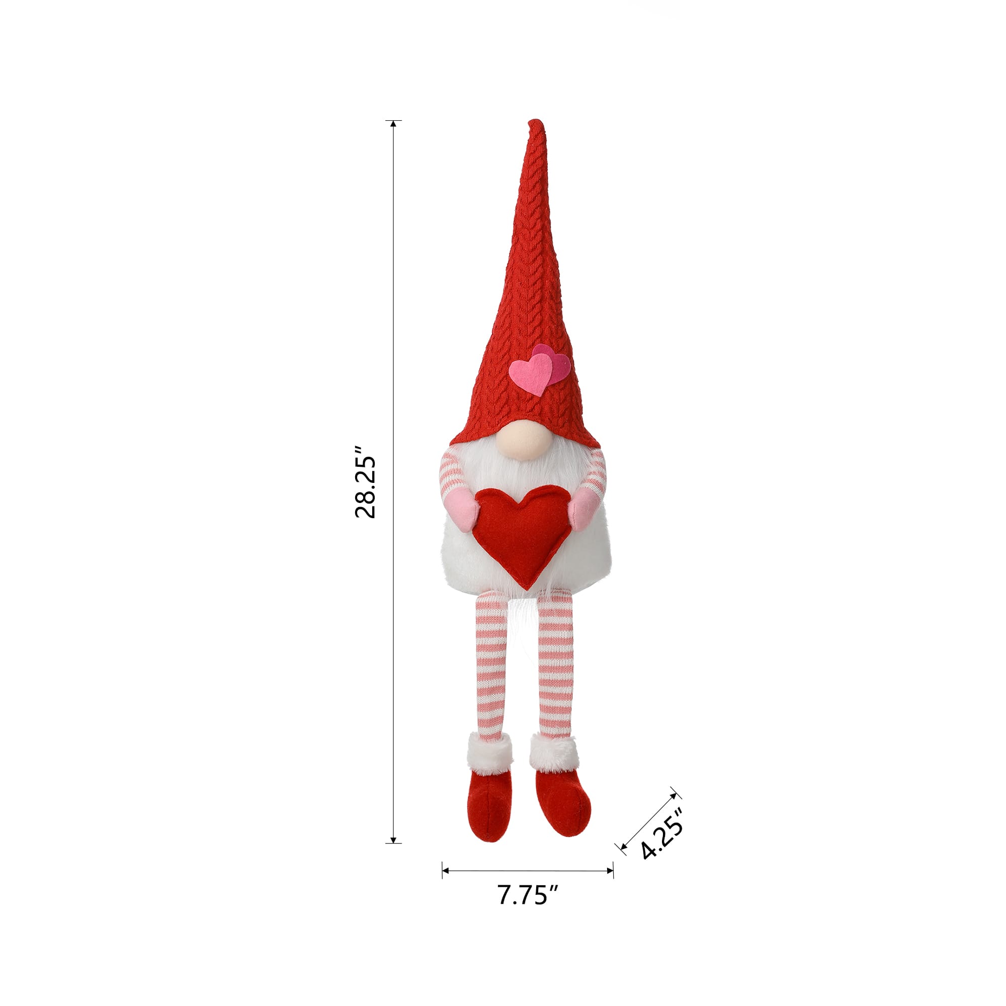 Glitzhome® 28.25" Fabric Valentine's Gnome Shelf Sitter with Dangling Legs
