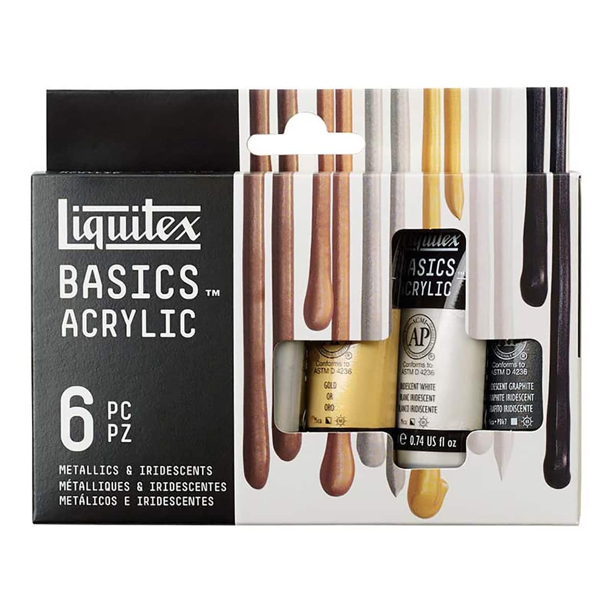 Liquitex® BASICS™ Metallic & Iridescent 6 Colour Acrylic Paint Set