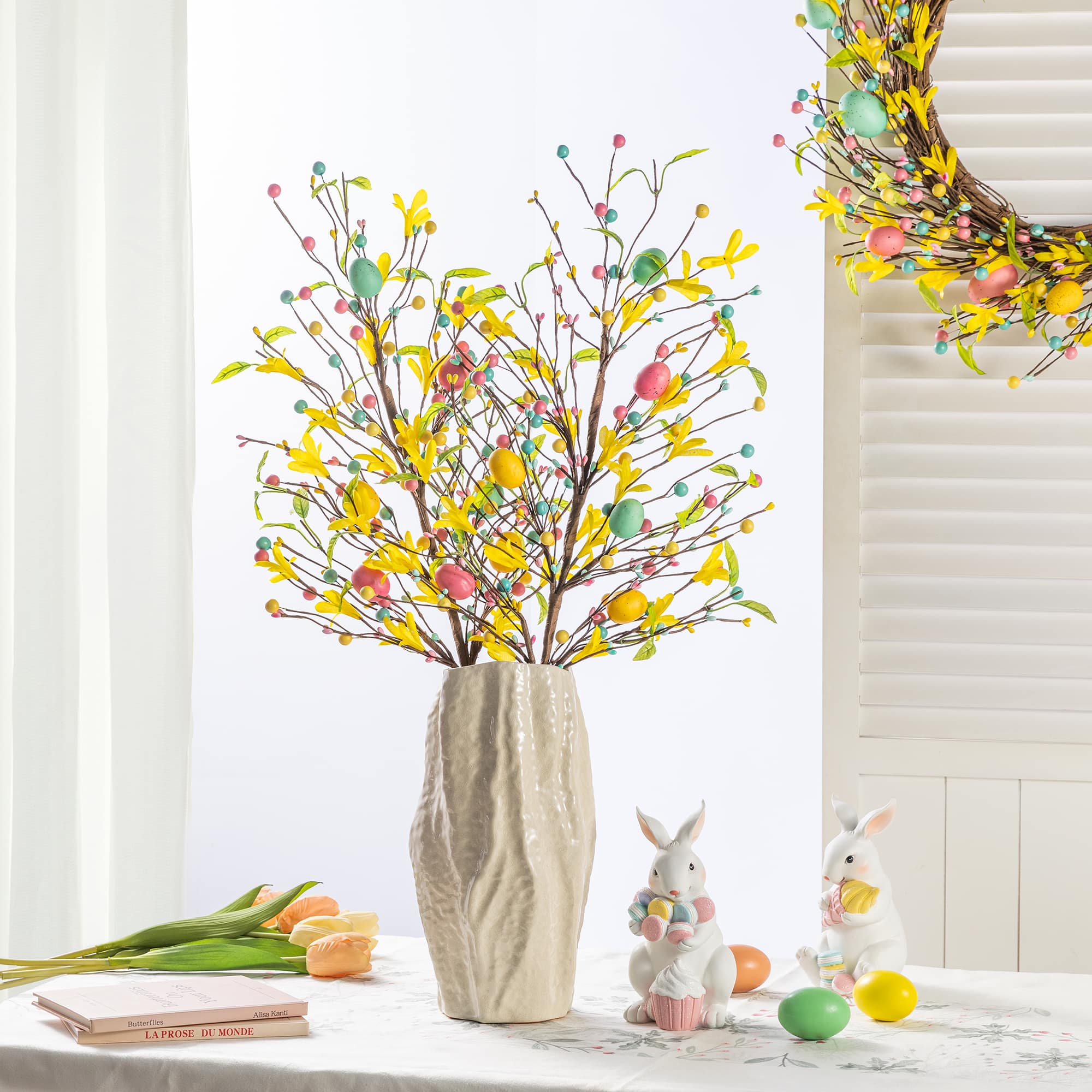 Glitzhome® 28" Easter Berries, Eggs & Leaves Picks Set