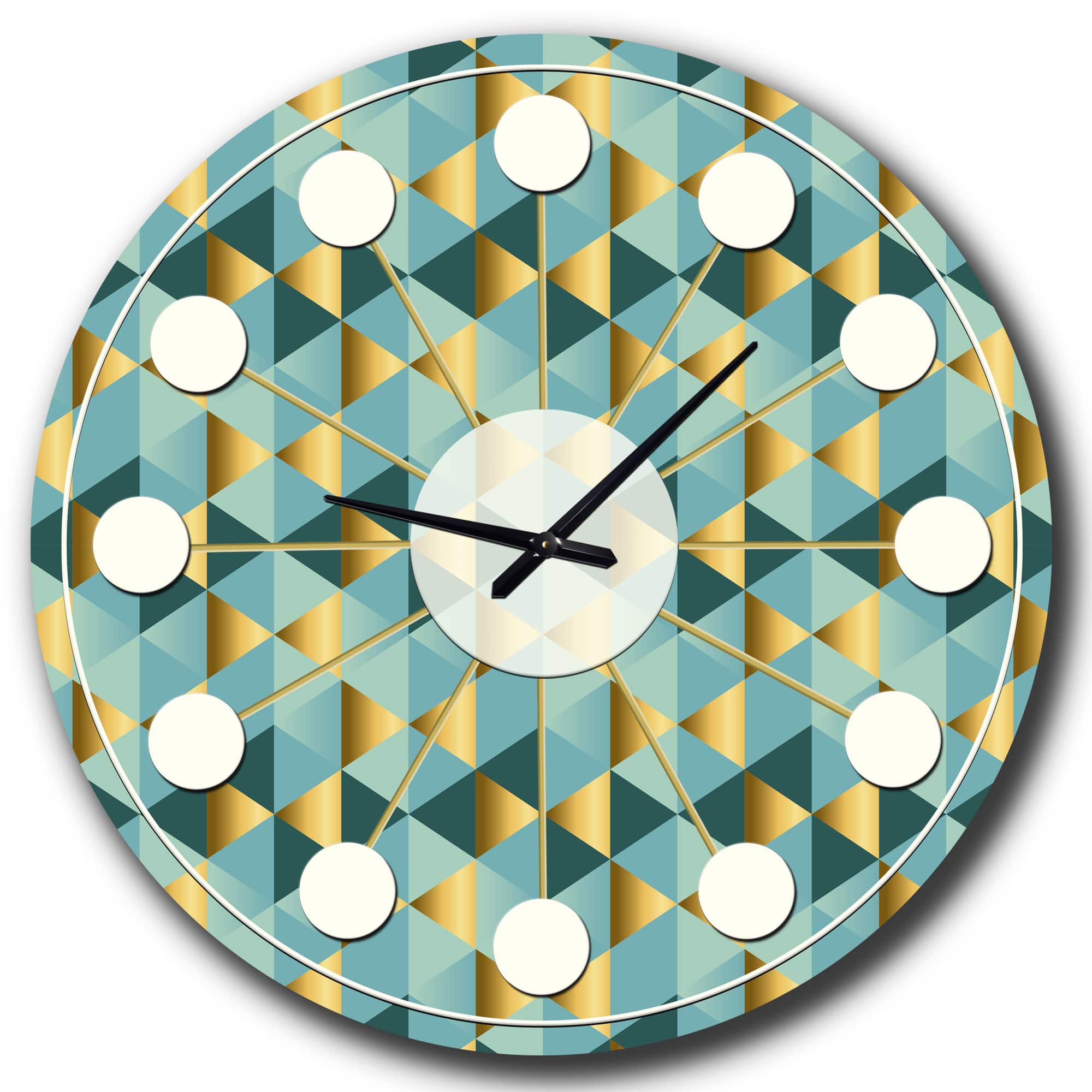 Designart 'Gold And Blue Dynamics V Mid-Century Modern Wall Clock