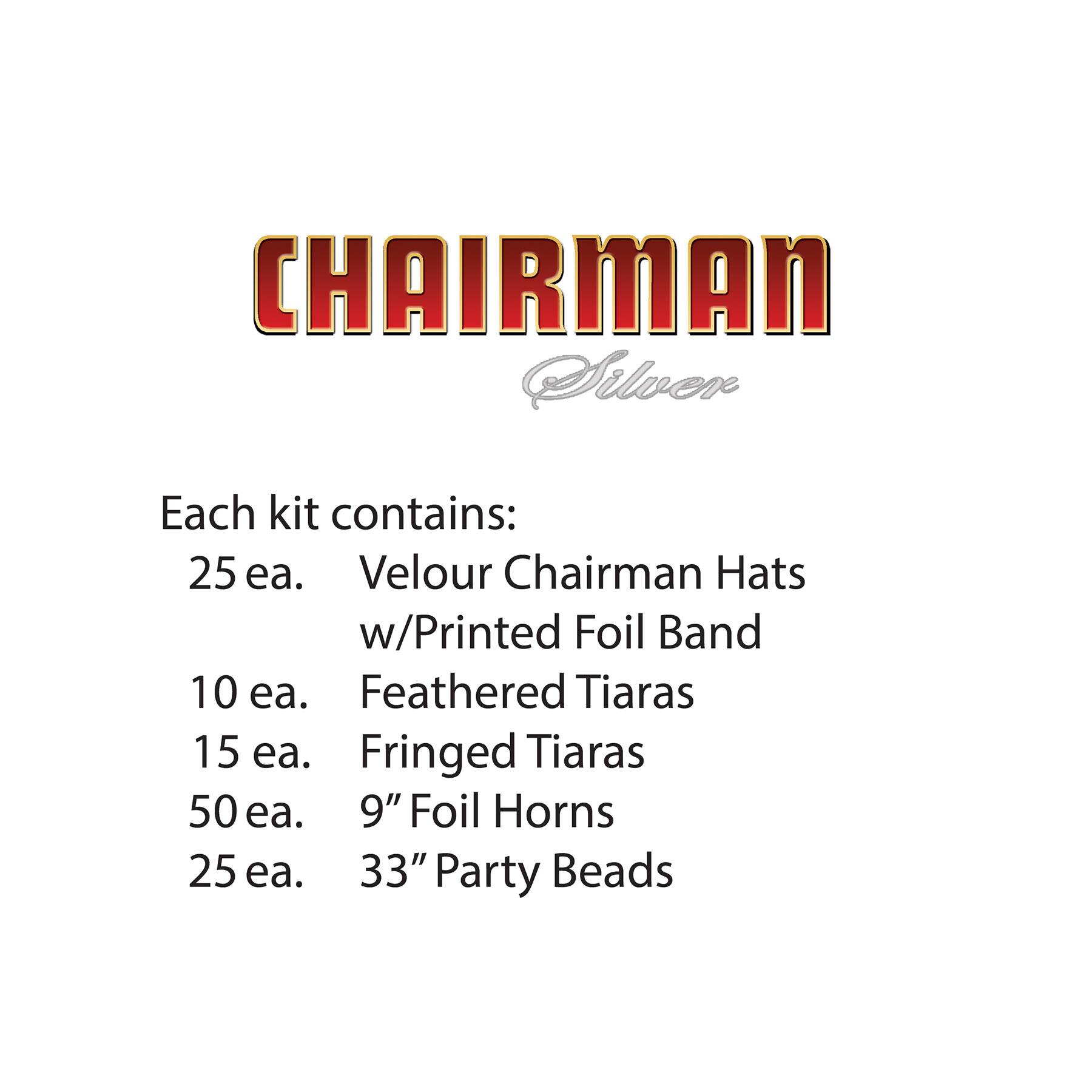 Beistle Black, White & Silver New Year Chairman Party Favor Kit for 50
