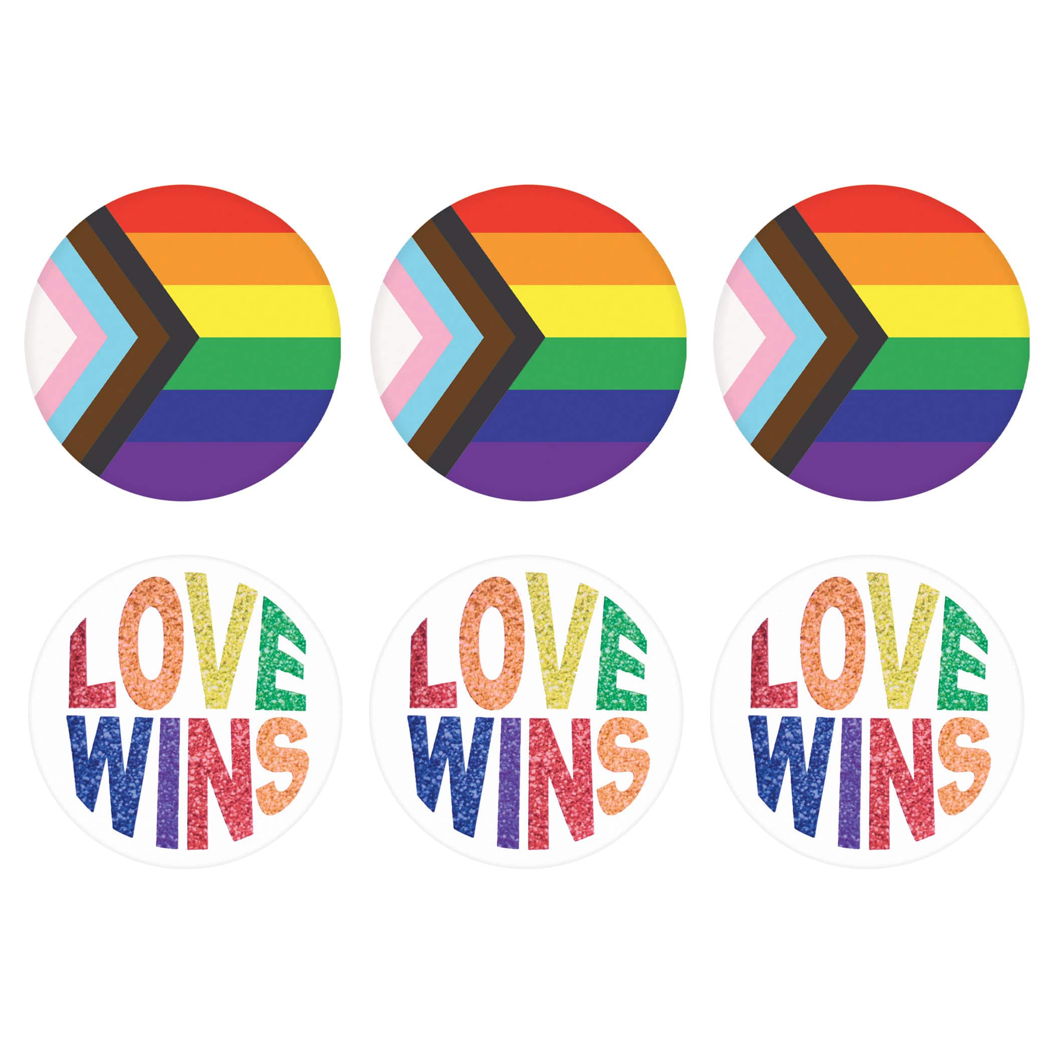 Beistle 2" Pride Flag & Love Wins Buttons Set