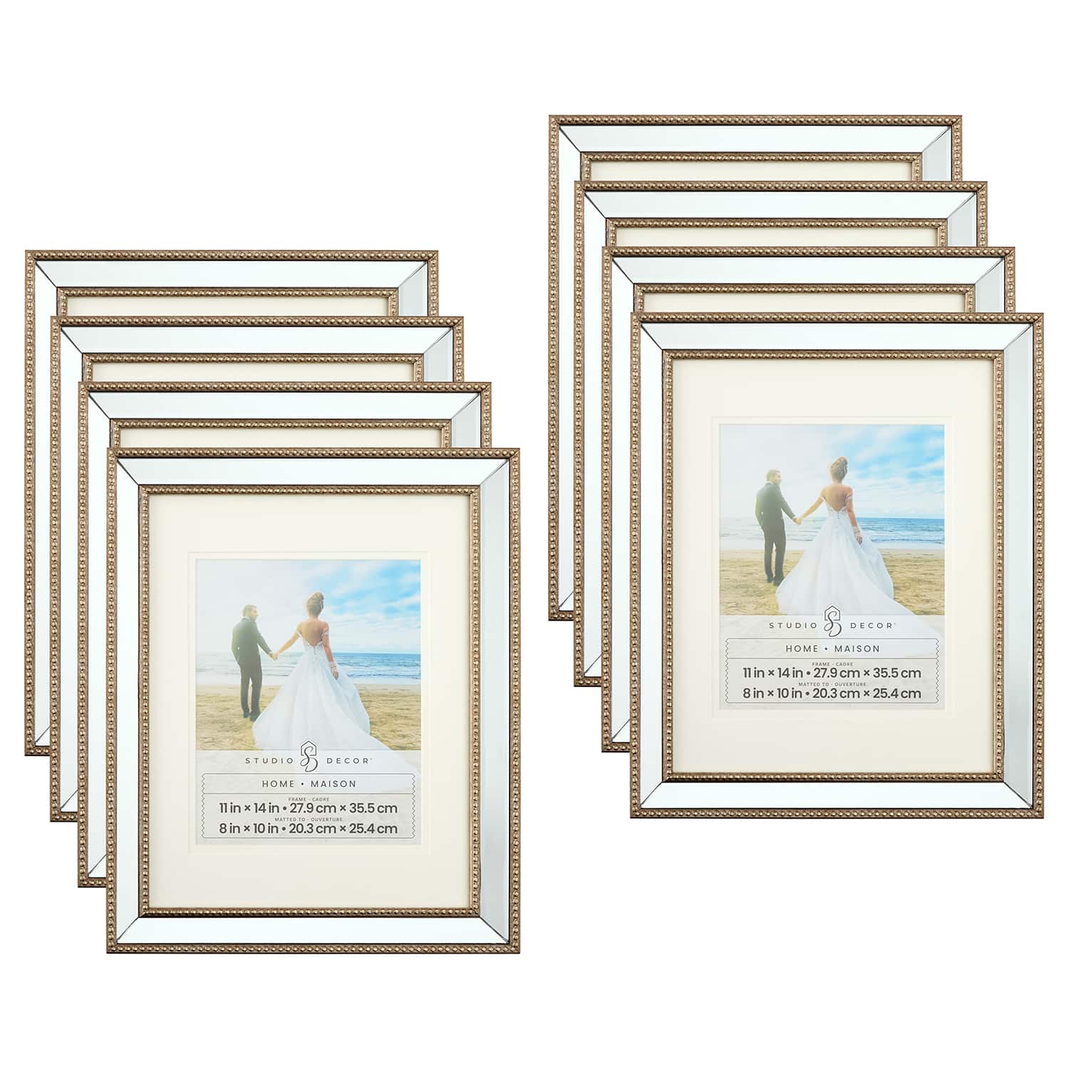 8 Pack: Mirrored Beaded 8" x 10" Frame with Mat, Home by Studio Décor®
