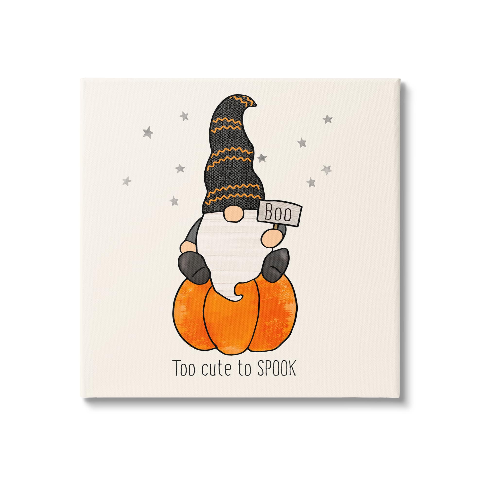 Stupell Industries Too Cute To Spook Gnome Phrase Canvas Wall Art