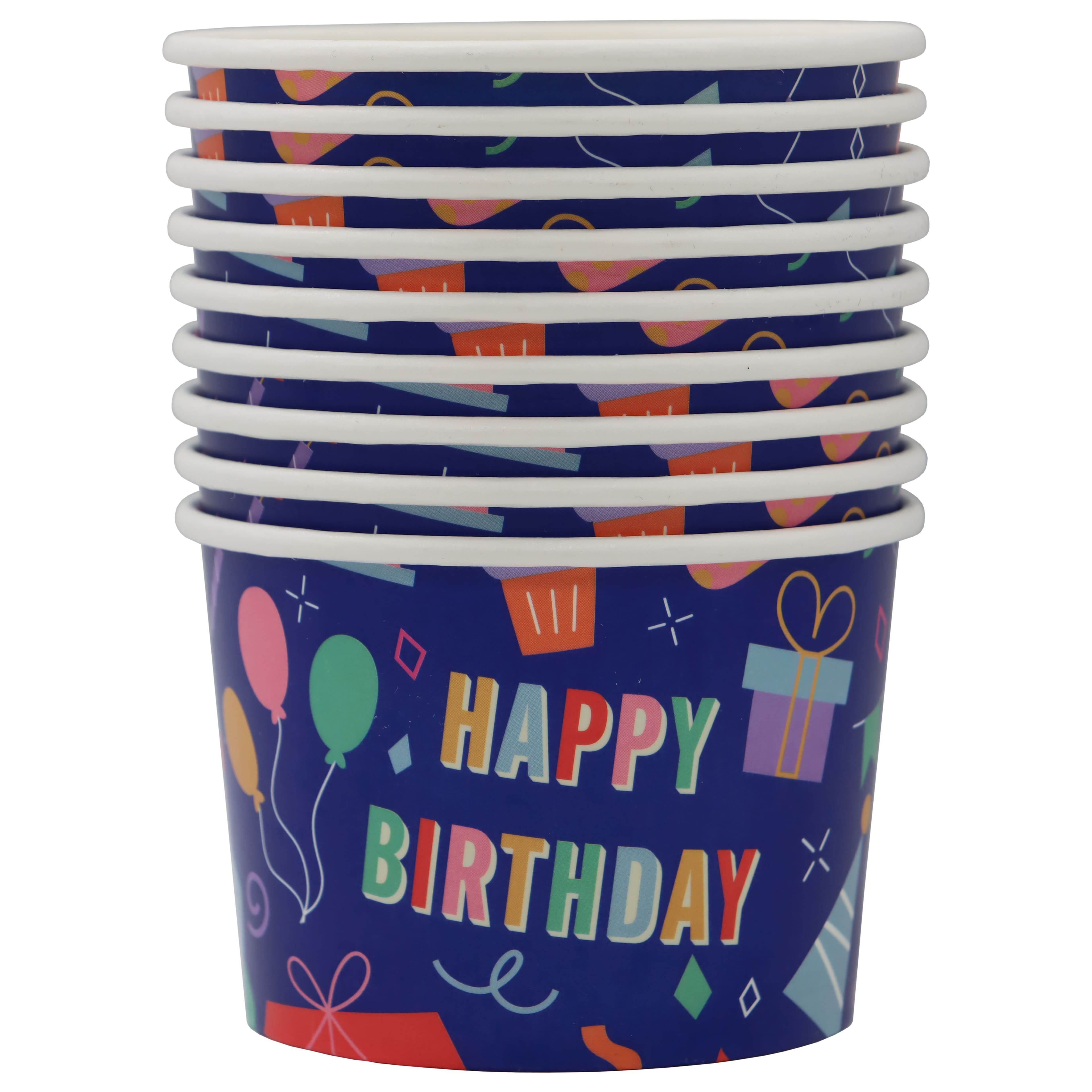 12 Packs: 10 ct. (120 total) 8oz. Happy Birthday Snack Cups by Celebrate It™