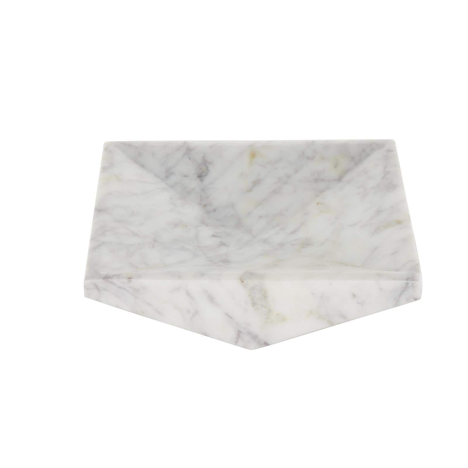 White Marble Geometric Square Tray