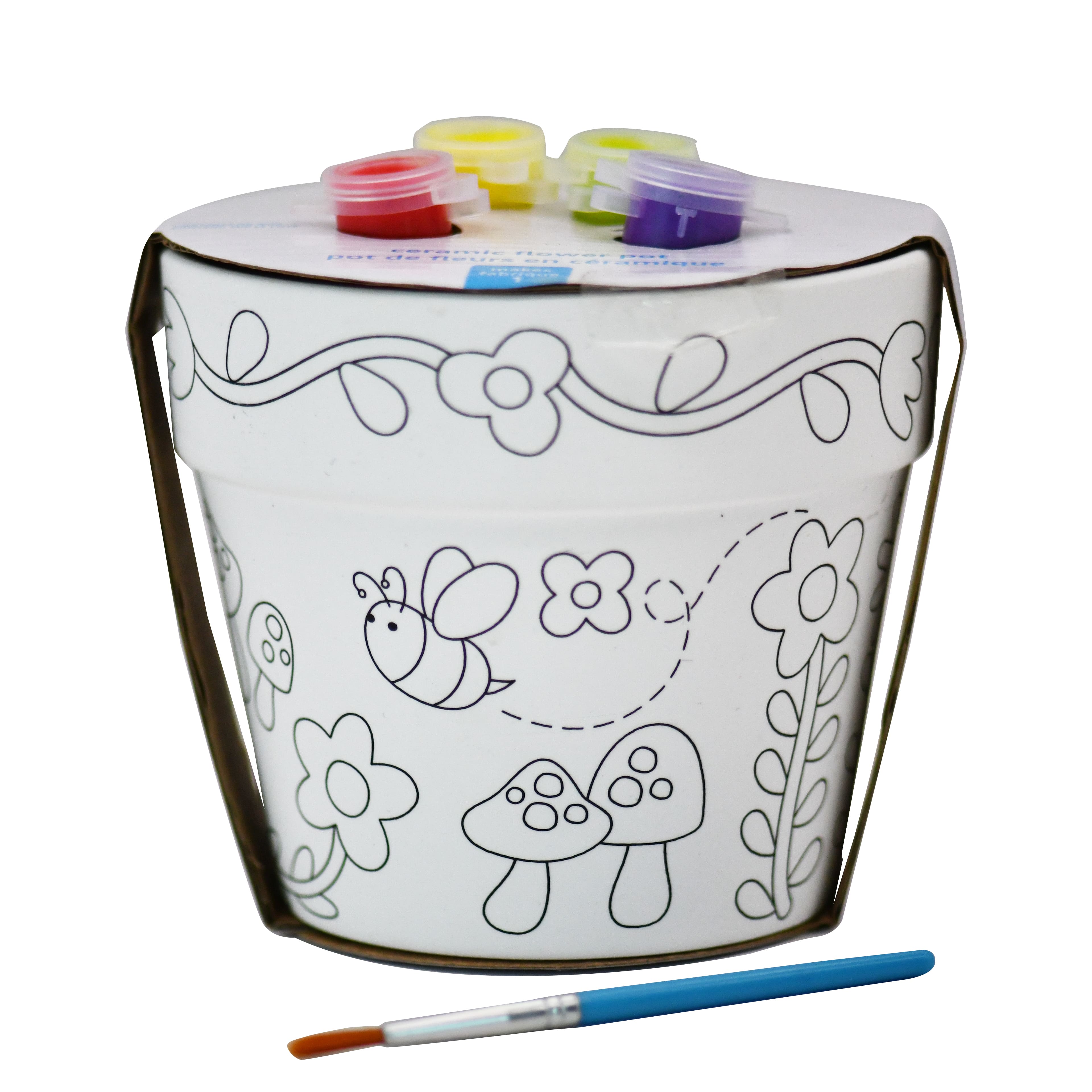 Color Your Own Round Ceramic Flower Pot Kit by Creatology™