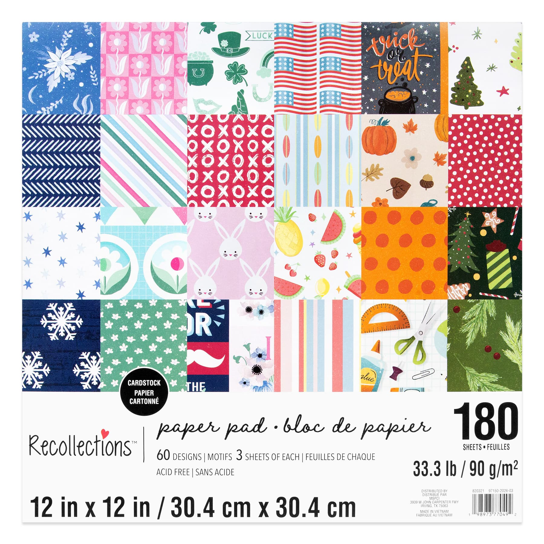 12" x 12" All Seasons Cardstock Paper Pad by Recollections™, 180 Sheets