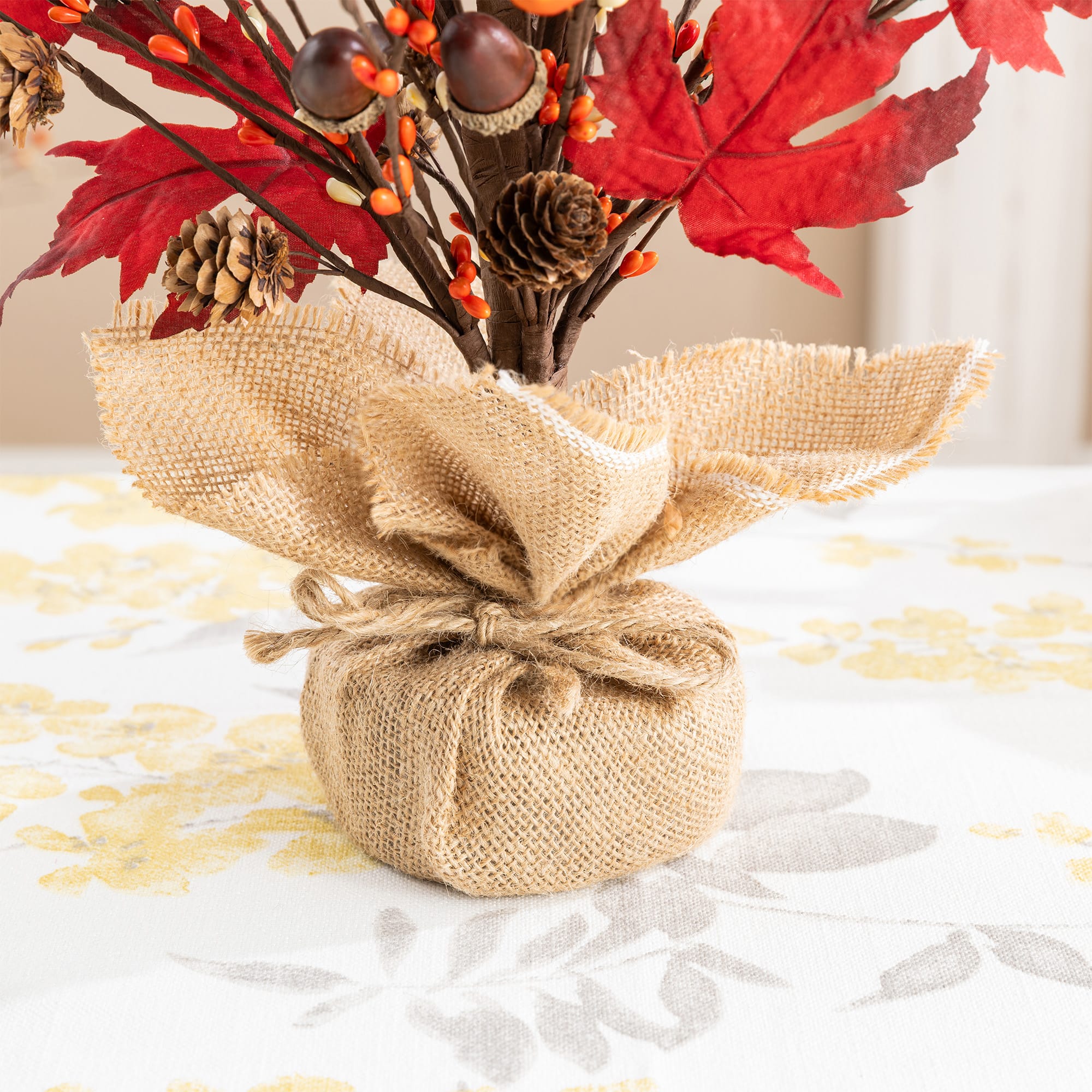 Glitzhome® 21" Fall Burgundy Leaves Table Tree