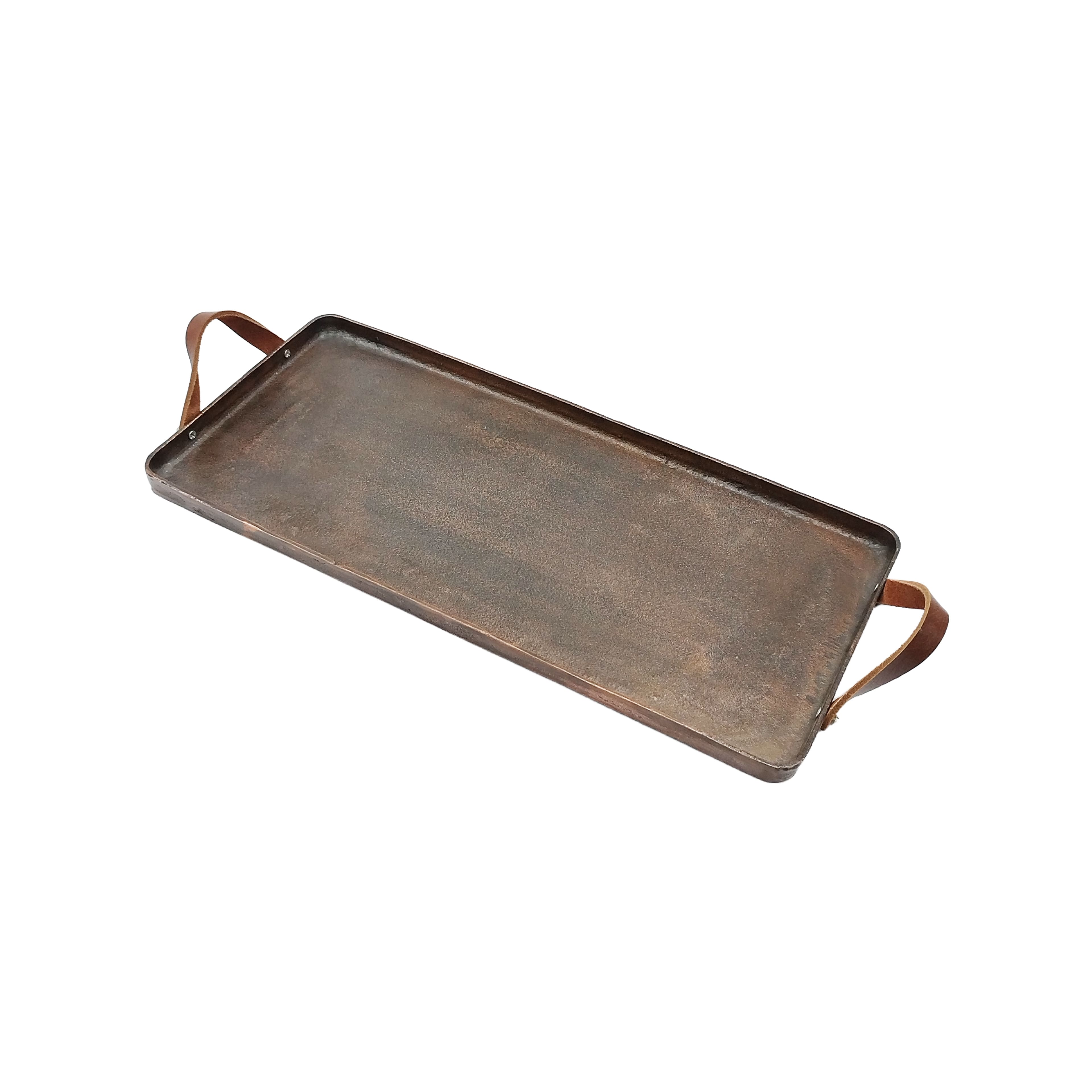 18" x 12" Metal Tray with Leather Handles by Ashland®