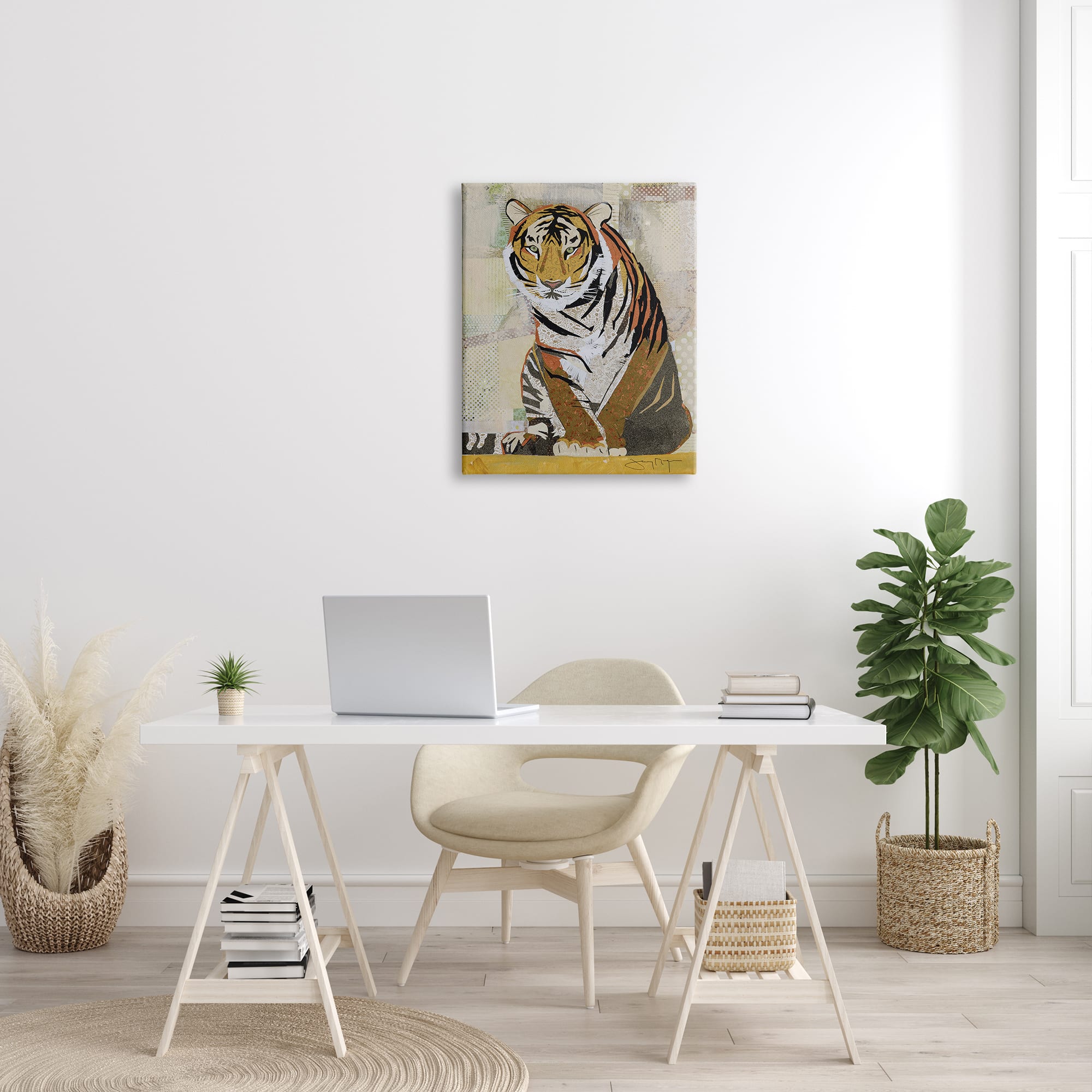 Stupell Industries Resting Jungle Tiger over Abstract Patterns Canvas Wall Art