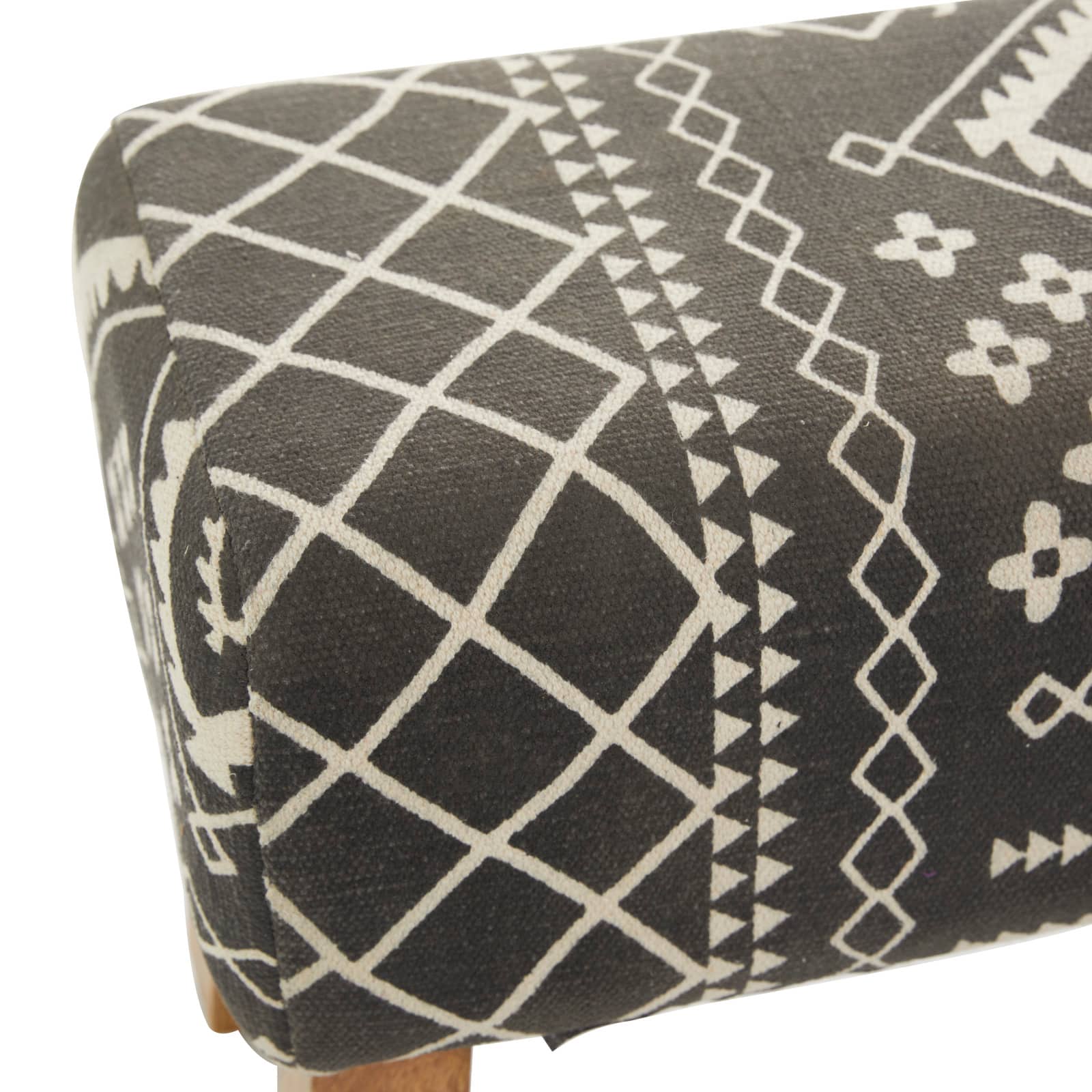 33" Black Wood Tribal Bench with Wood Legs