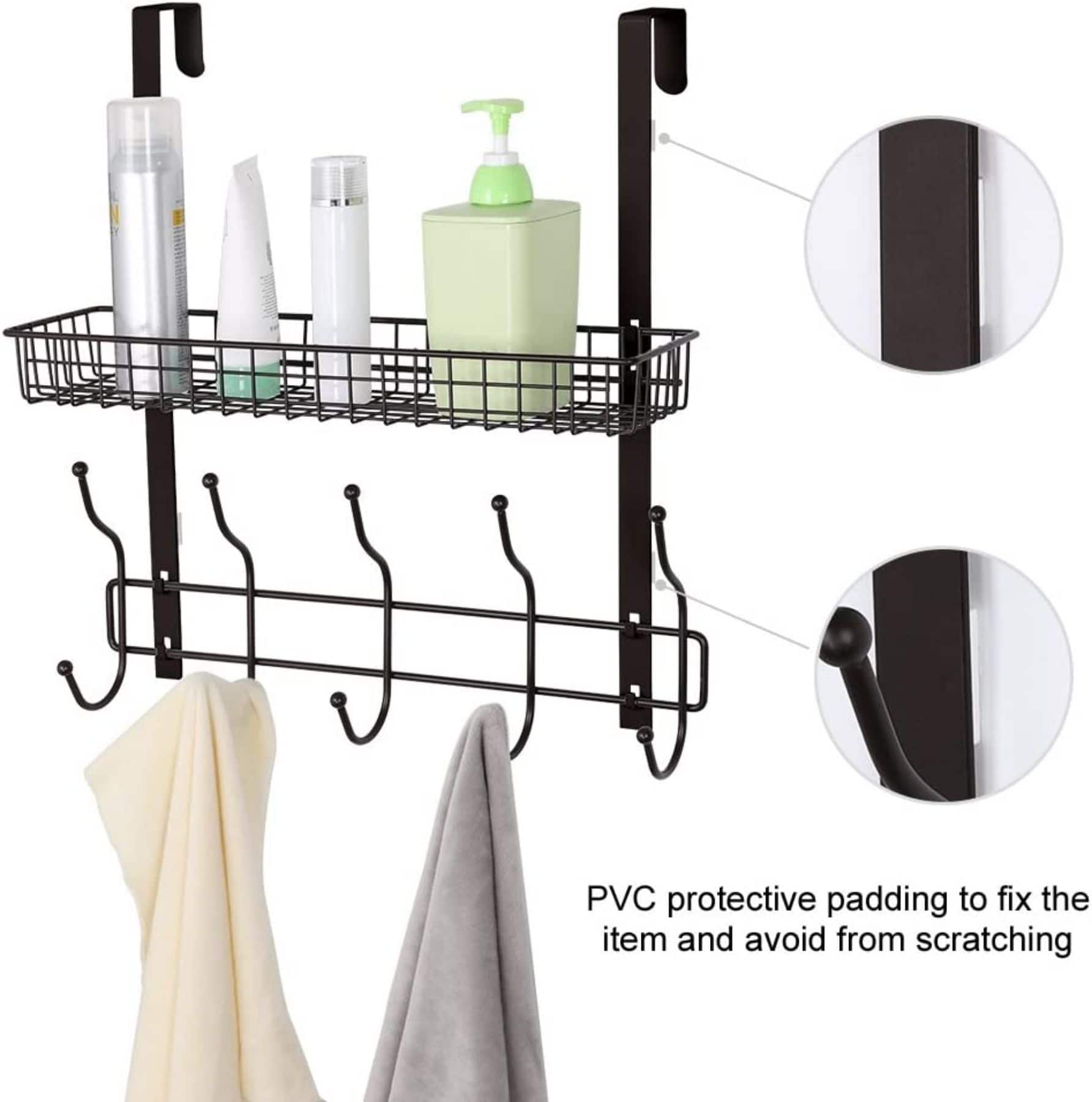 17" Over the Door Hook Hanger with Mesh Basket