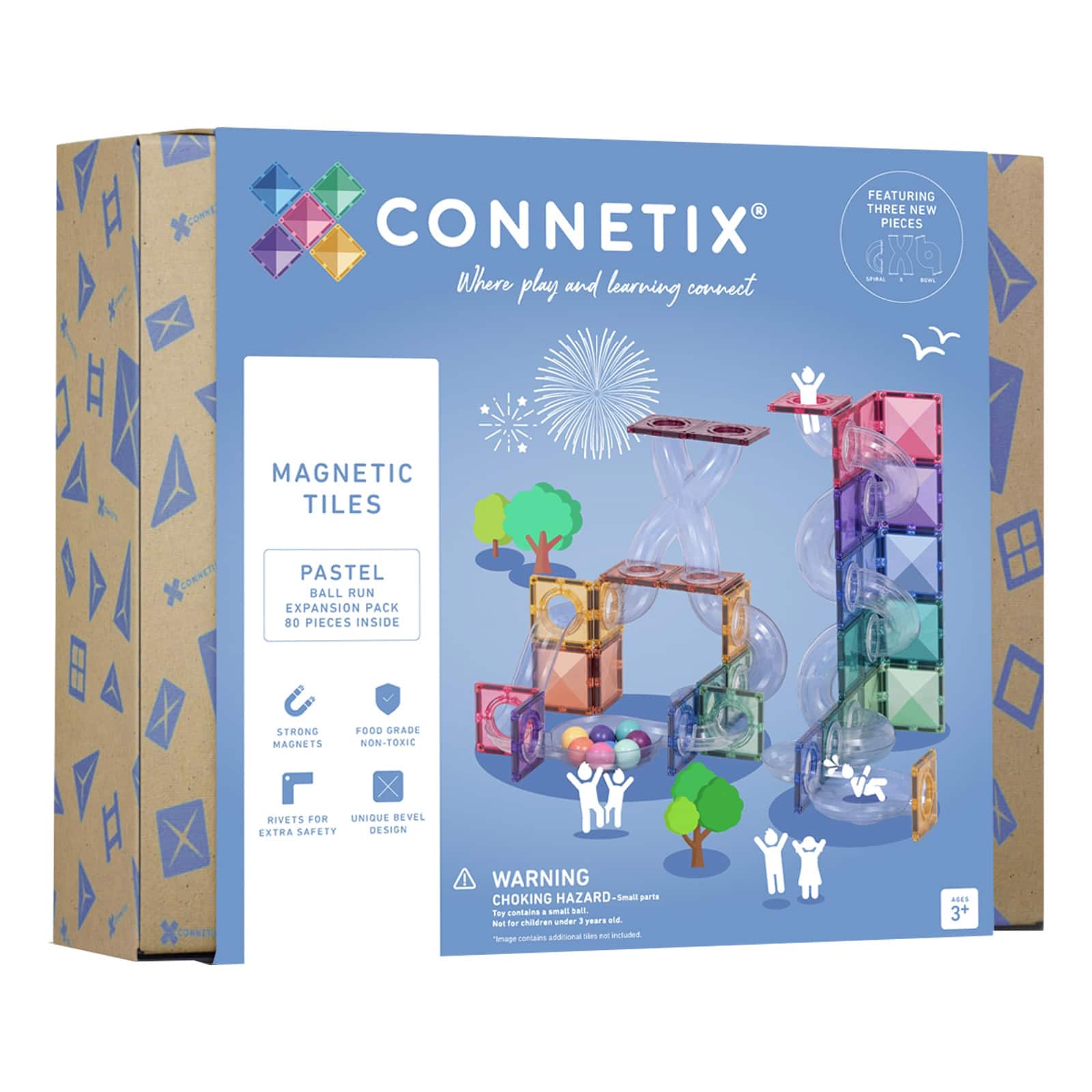 Connetix® Pastel Magnetic Tiles Ball Run Expansion Pack, 80ct.
