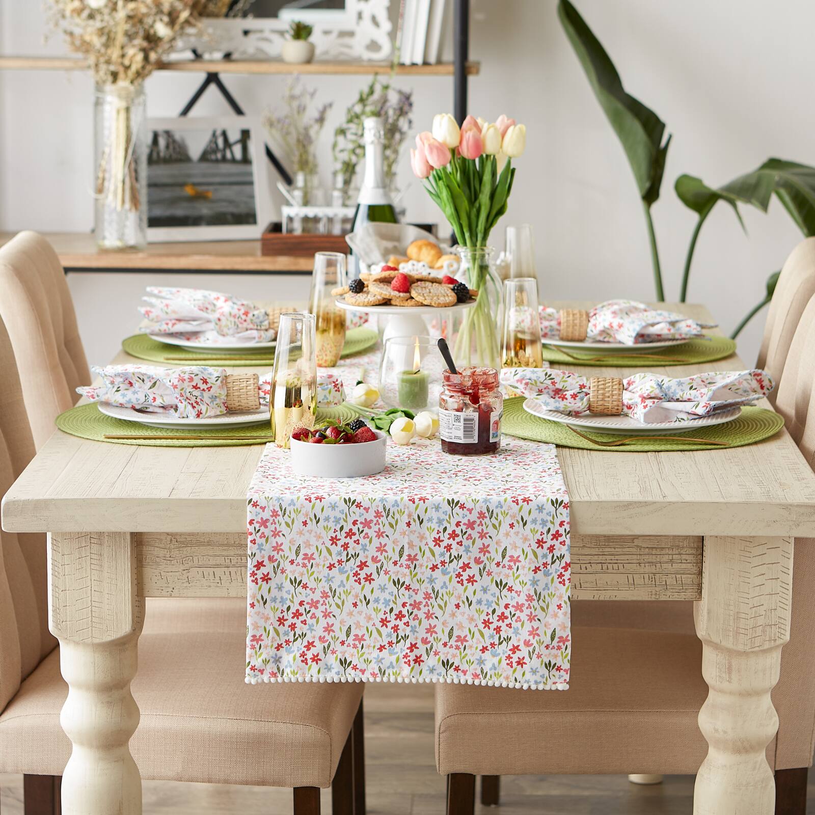 Sweet Flowers Printed Table Runner 14" x 72"