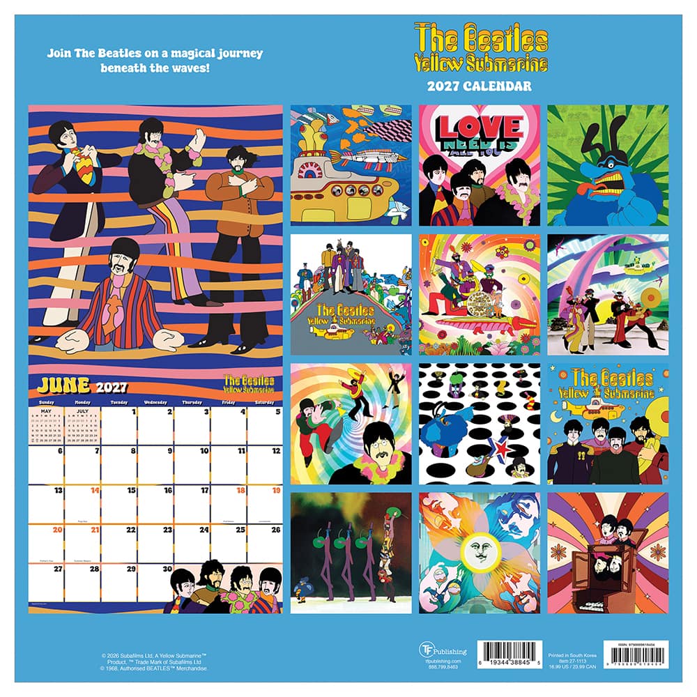 2027 The Beatles: Yellow Submarine Wall Calendar