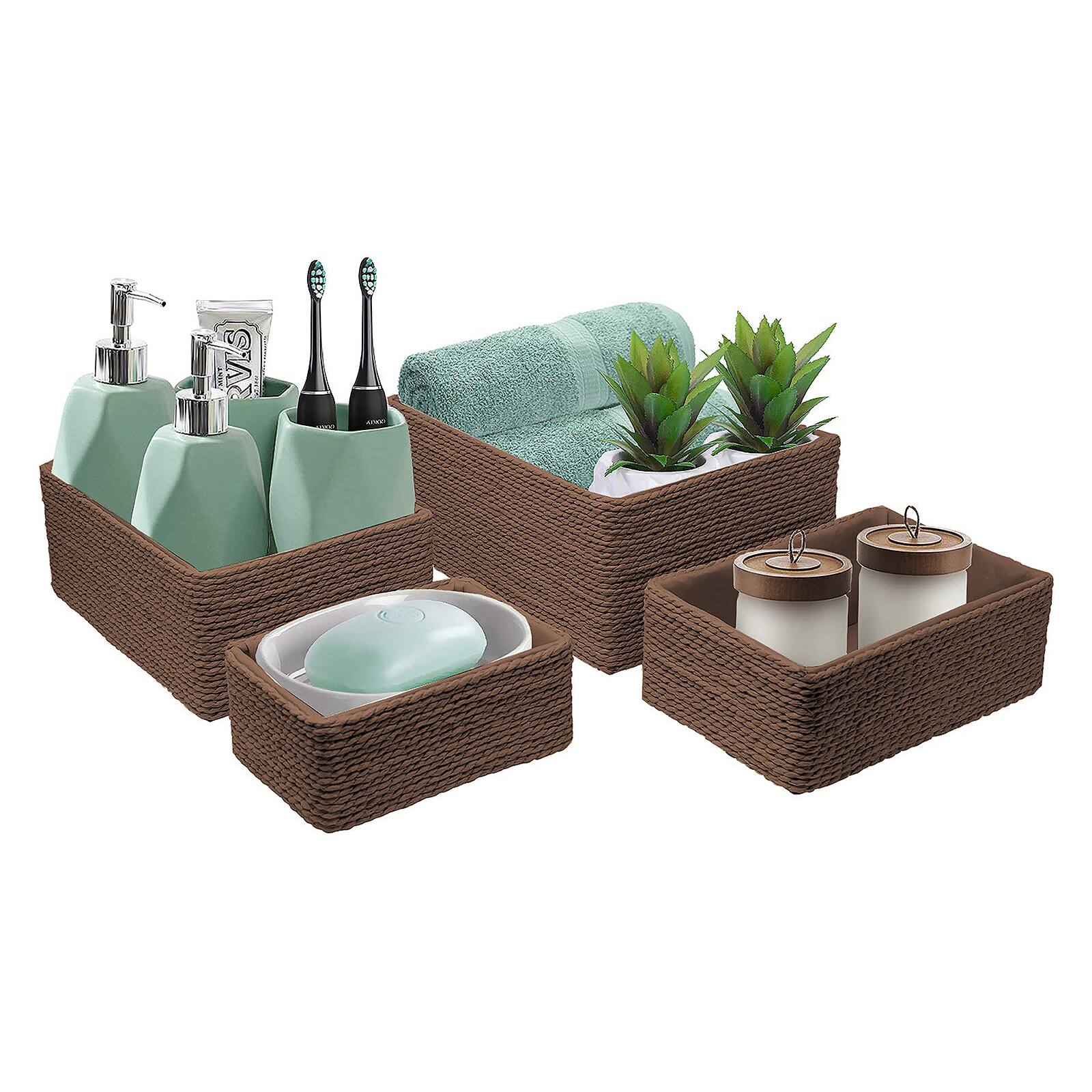 Sorbus 4-Piece Woven Rope Basket Set