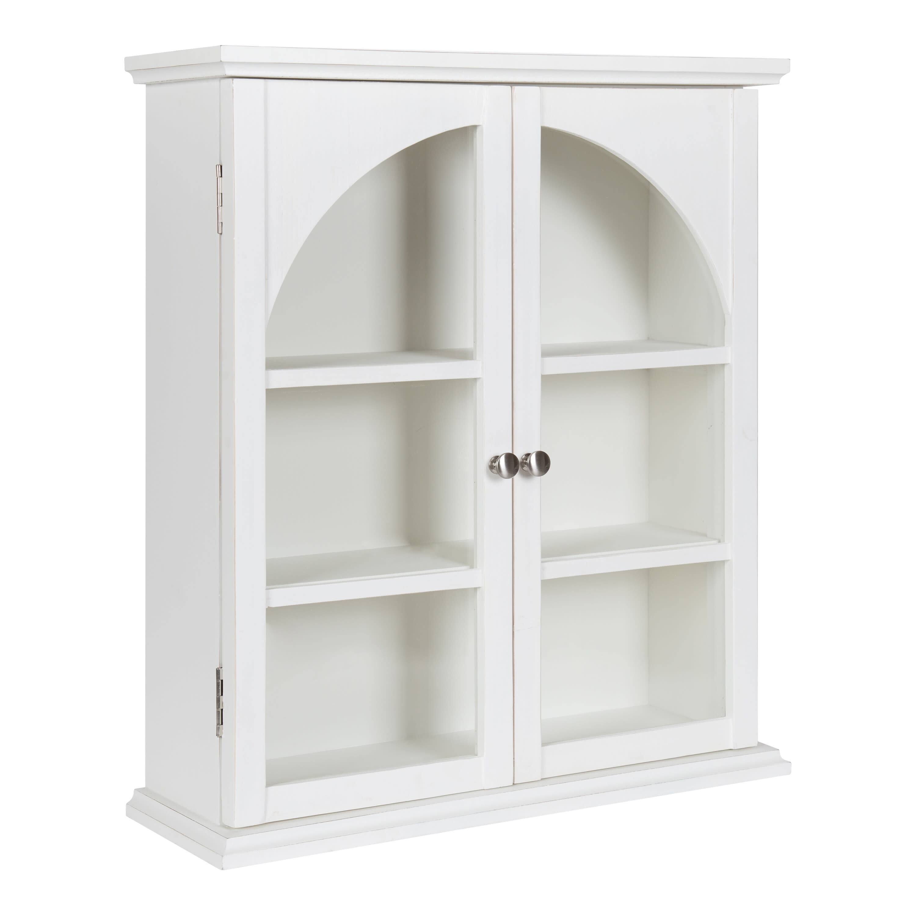 Kate and Laurel White Walsted Decorative Wood Arch Cabinet