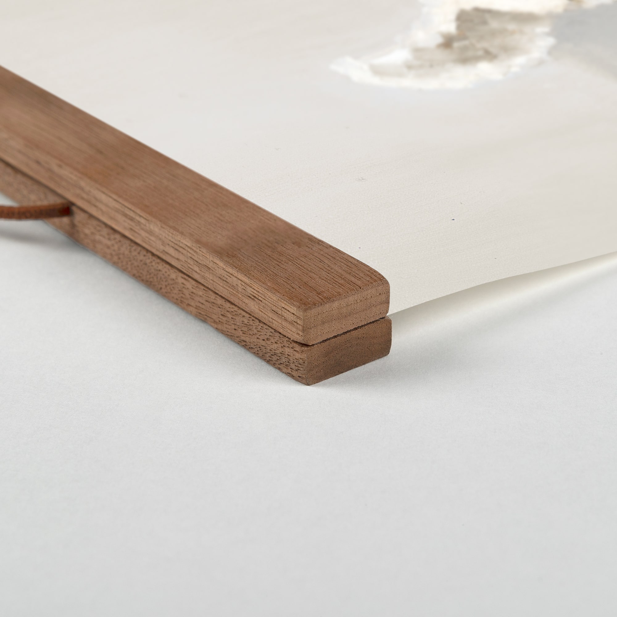Creamy White Llama Teak Hanging Canvas