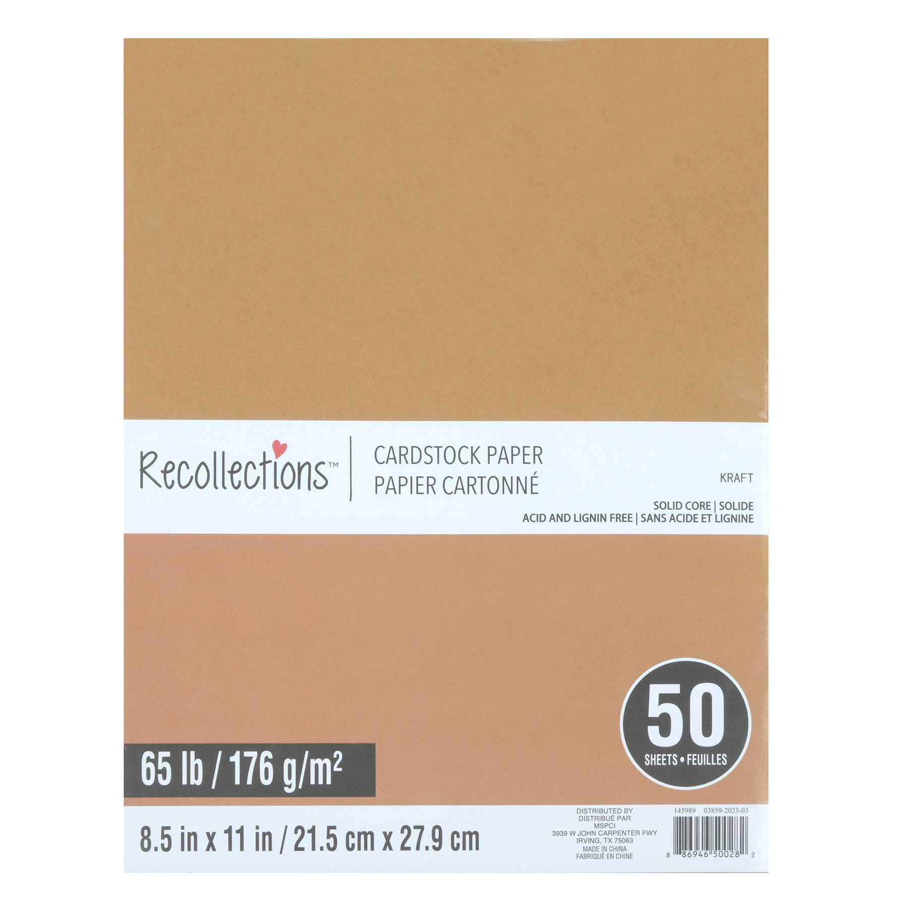 Papier cartonné de 21,5 cm x 27,9 cm de Recollections, 50 feuilles