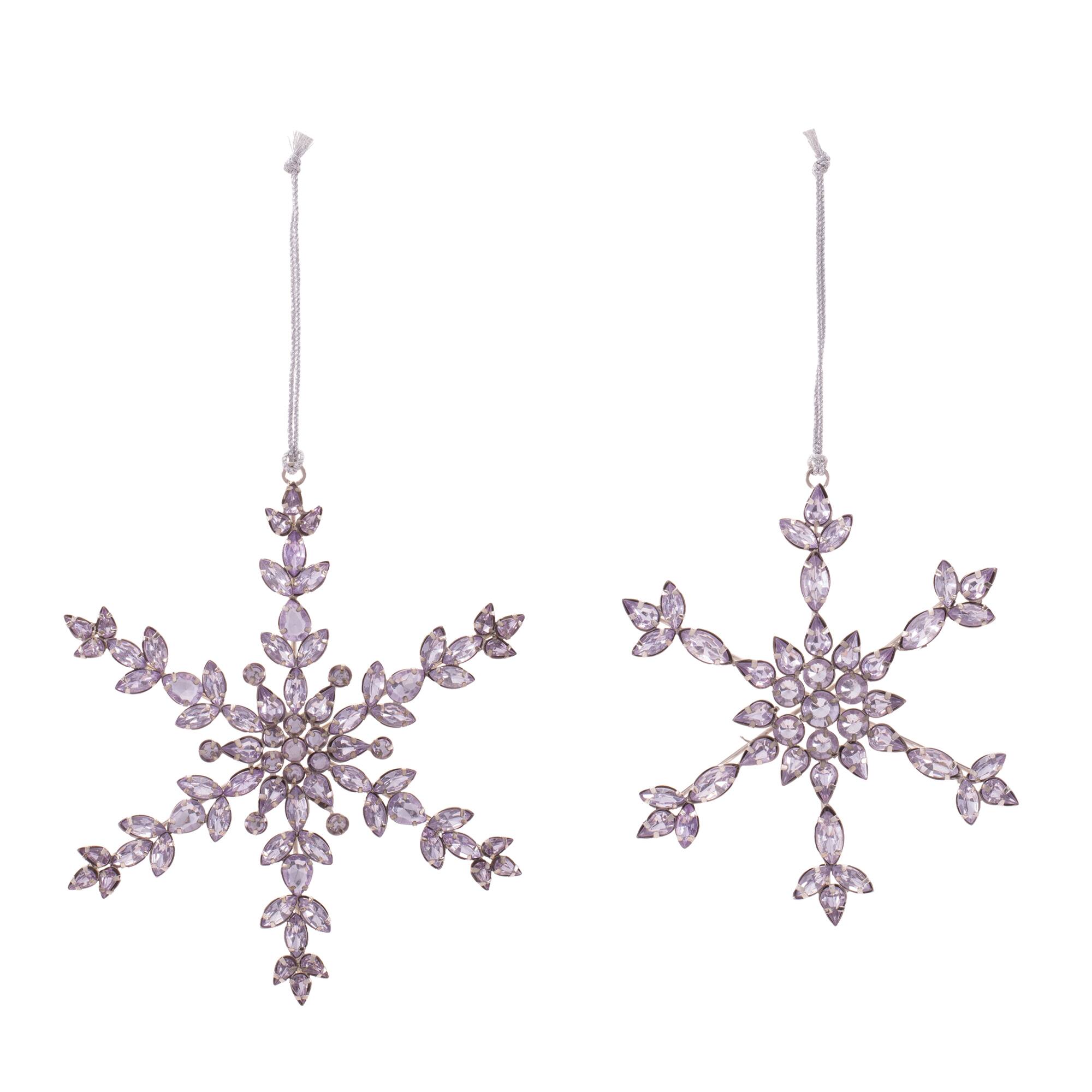 Melrose Purple Snowflake Jewel Ornaments Set