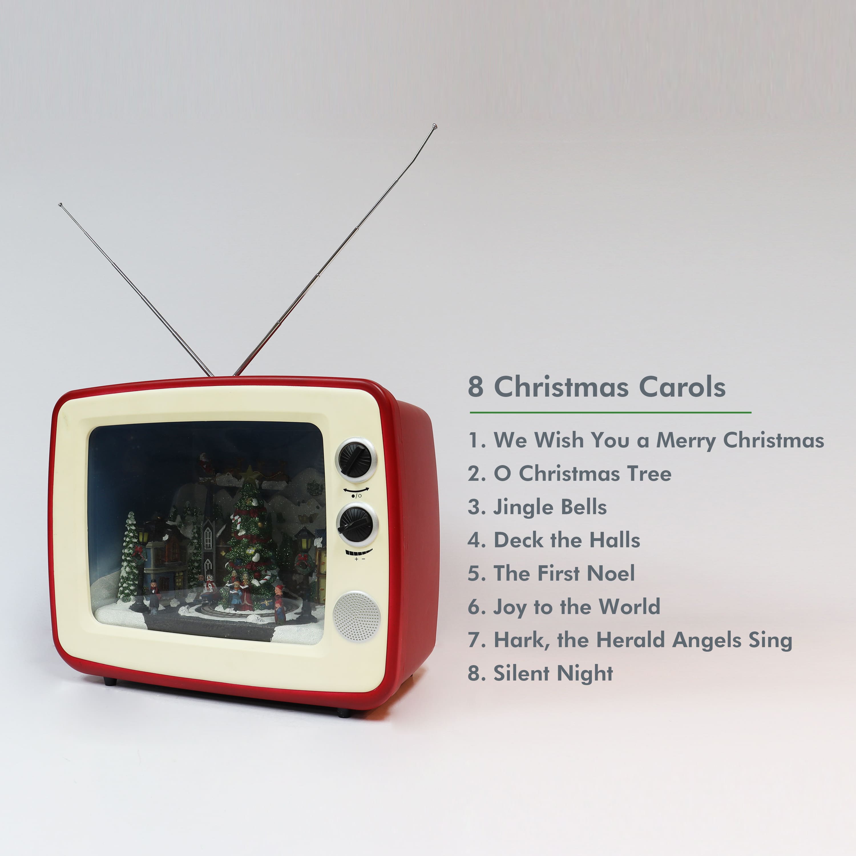 Moments in Time 12.3" Animated Red Retro TV with Mountain Scene