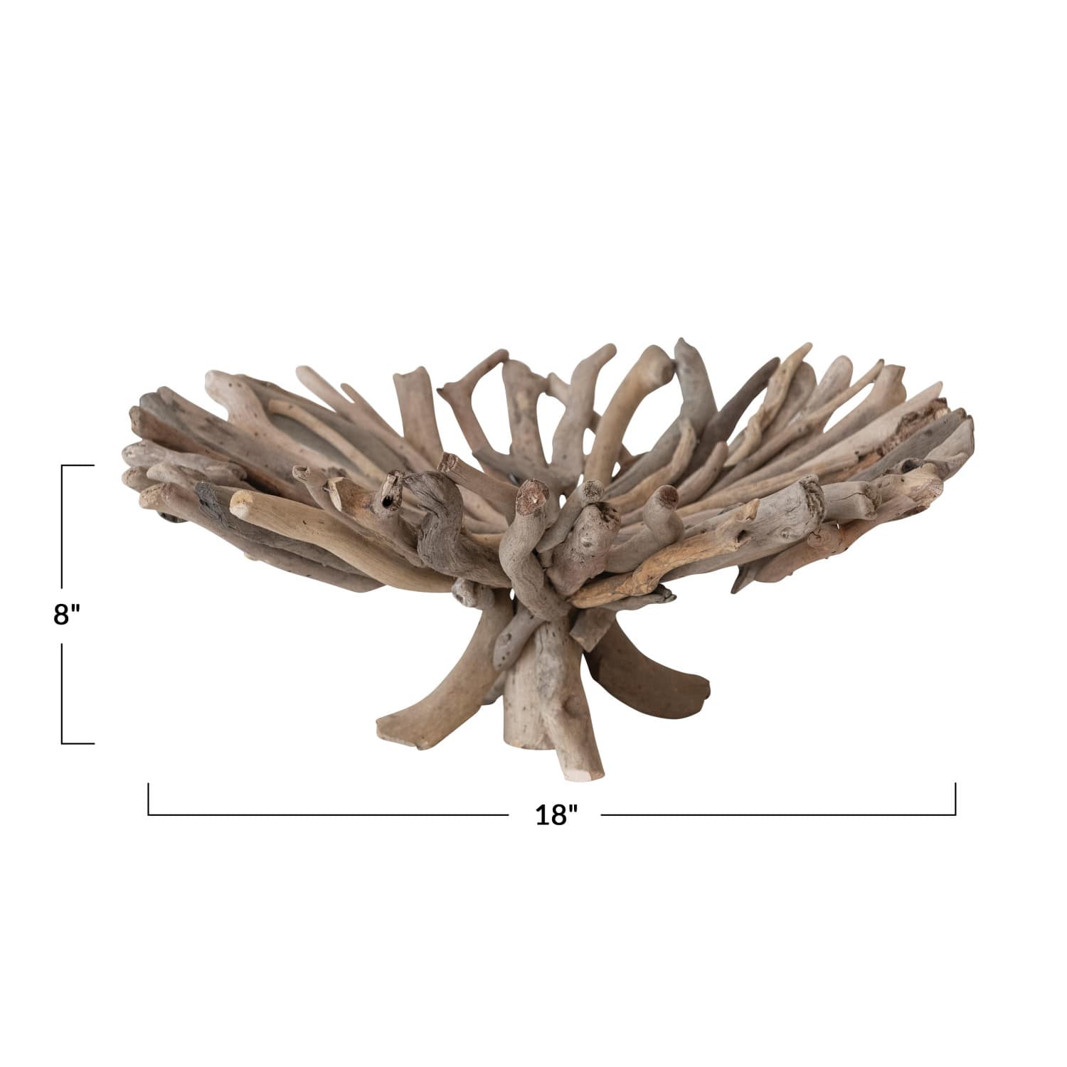 Hello Honey® 18" Natural Round Handmade Driftwood Footed Tray