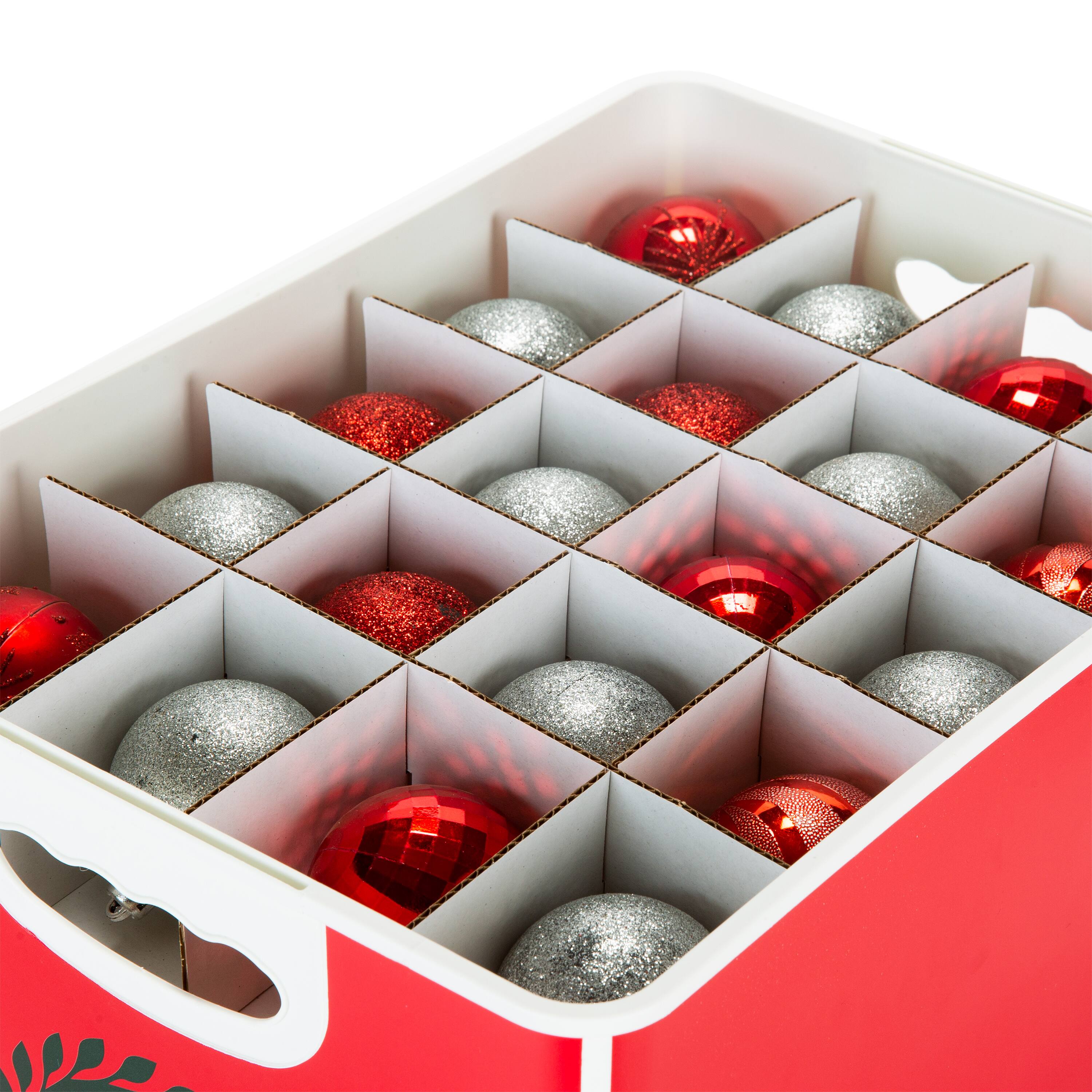 Simplify 15.4" Christmas Wreath 60 Ornament Storage Tote Bin