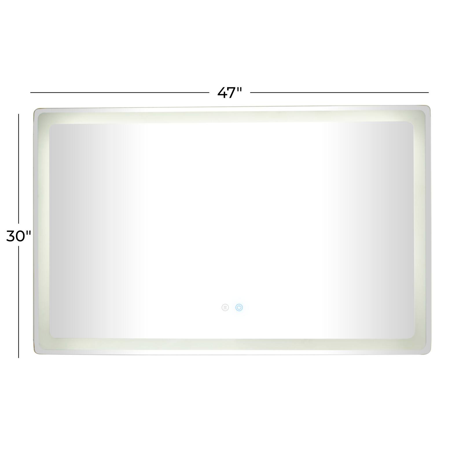 Clear Glass Modern Anti Fog Mirror, 47" x 2" x 30"