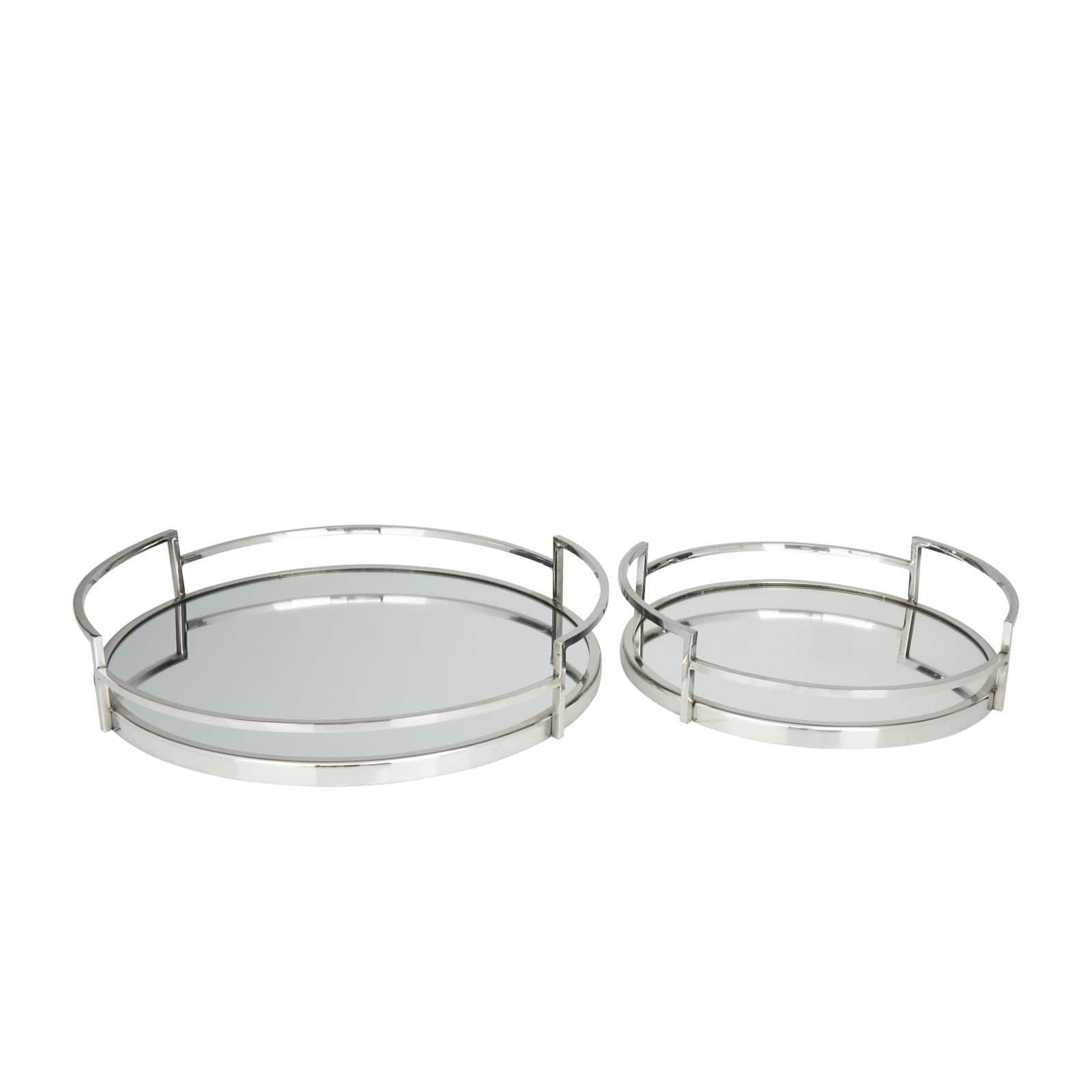 Silver Contemporary Tray, Set of 2" 19", 14"